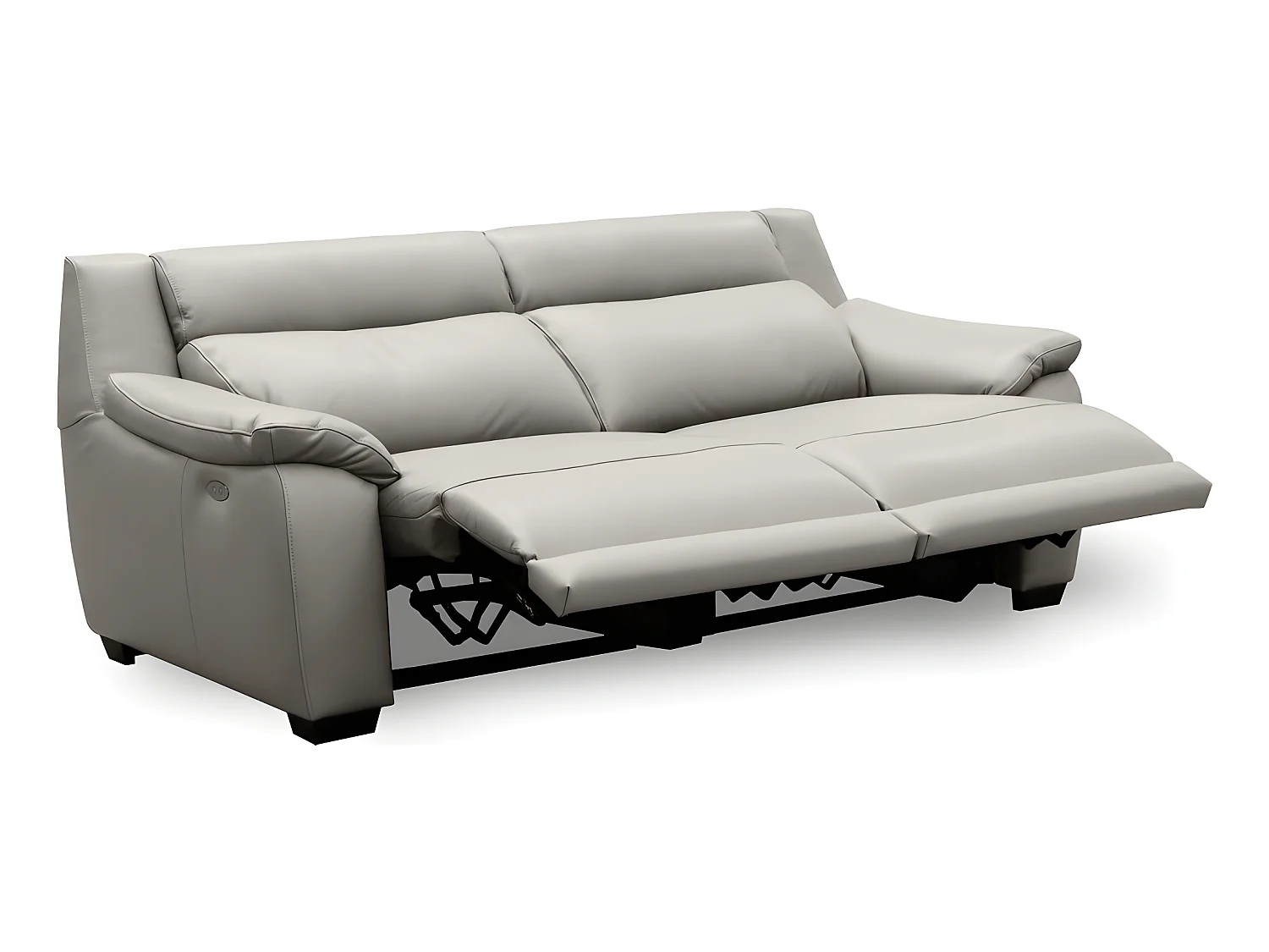 Canapé 3 places avec 2 relax en 100% tout cuir épais luxe italien  - 2 relax électriques,  gris clair. BERN