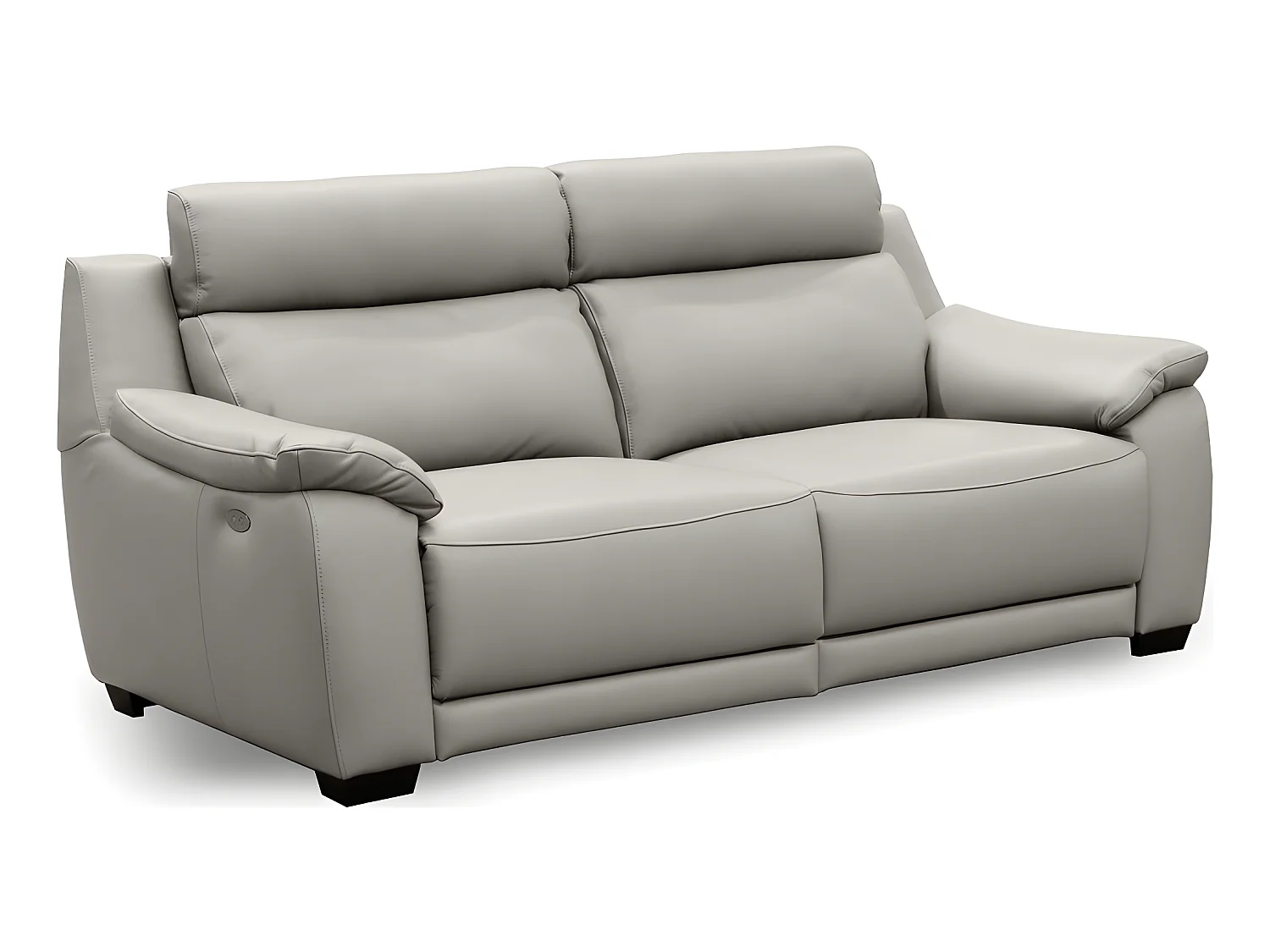 Canapé 3 places avec 2 relax en 100% tout cuir épais luxe italien  - 2 relax électriques,  gris clair. BERN