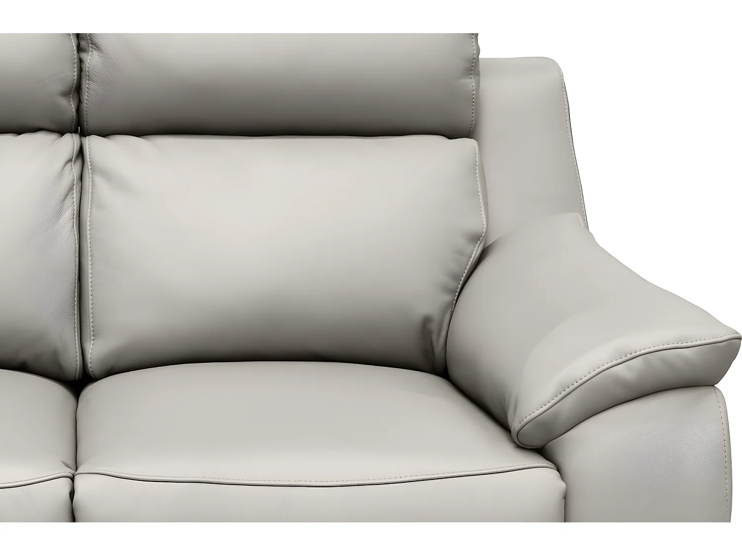 Canapé 3 places avec 2 relax en 100% tout cuir épais luxe italien  - 2 relax électriques,  gris clair. BERN