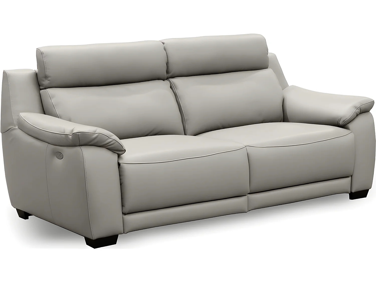 Canapé 3 places avec 2 relax en 100% tout cuir épais luxe italien  - 2 relax électriques,  gris clair. BERN