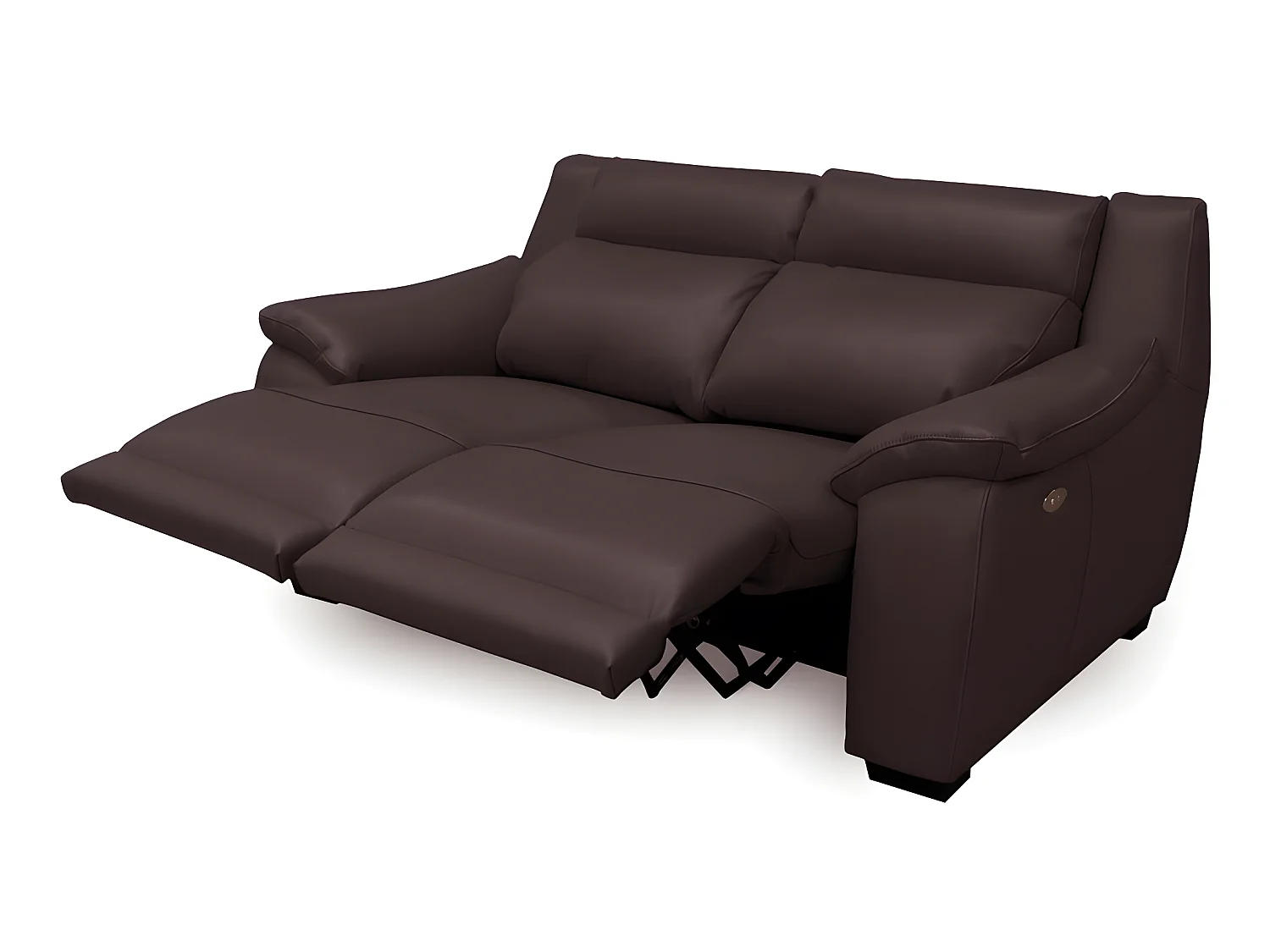 Canapé 2 places avec 2 relax en 100% tout cuir épais luxe italien  - 2 relax électriques,  chocolat CLAIR. BERN