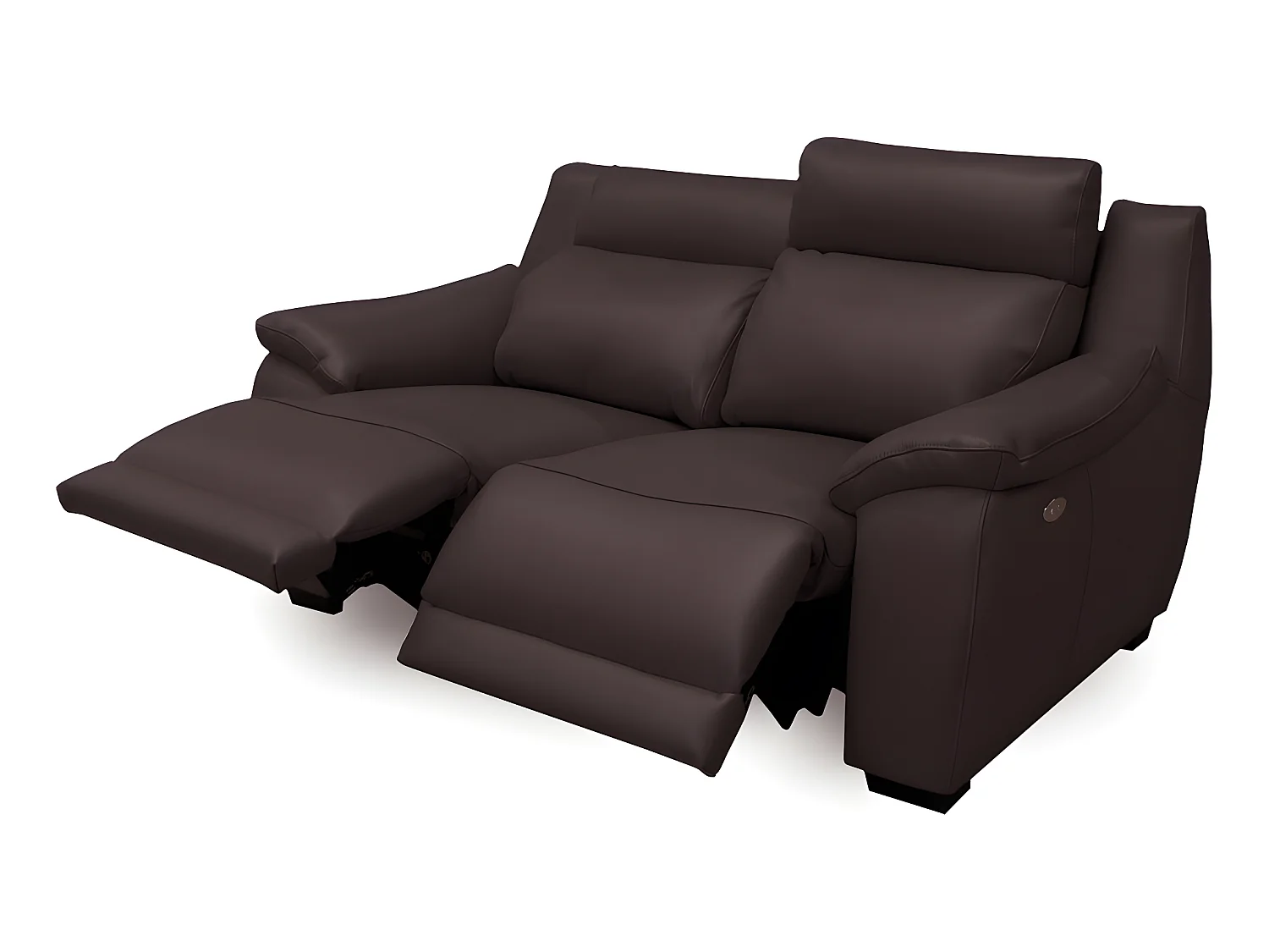 Canapé 2 places avec 2 relax en 100% tout cuir épais luxe italien  - 2 relax électriques,  chocolat CLAIR. BERN
