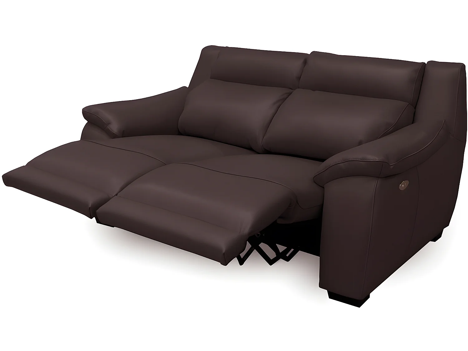 Canapé 2 places avec 2 relax en 100% tout cuir épais luxe italien  - 2 relax électriques,  chocolat CLAIR. BERN