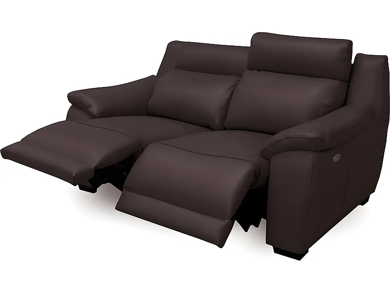 2-zitsbank van dik luxe Italiaans leer met 2 elektrische relaxfuncties