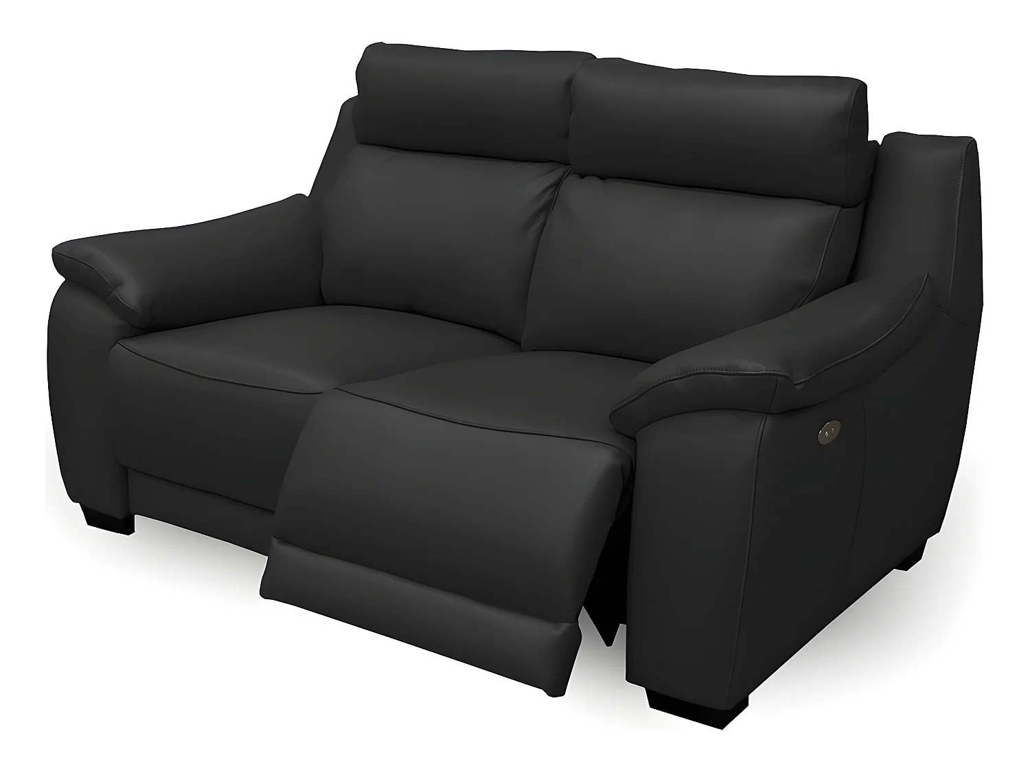 Canapé 2 places avec 2 relax en 100% tout cuir épais luxe italien  - 2 relax électriques,  noir. BERN