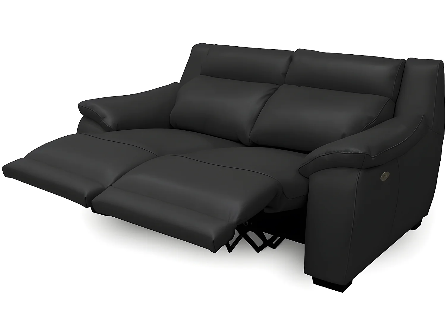 Canapé 2 places avec 2 relax en 100% tout cuir épais luxe italien  - 2 relax électriques,  noir. BERN