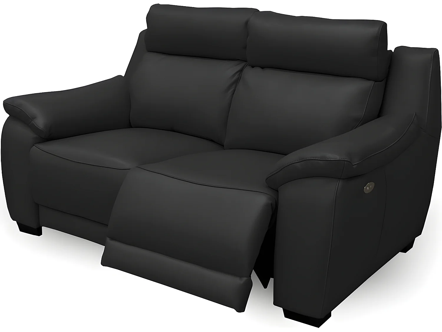 Canapé 2 places avec 2 relax en 100% tout cuir épais luxe italien  - 2 relax électriques,  noir. BERN