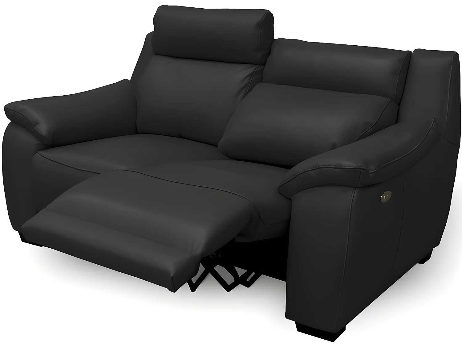 Canapé 2 places avec 2 relax en 100% tout cuir épais luxe italien  - 2 relax électriques,  noir. BERN