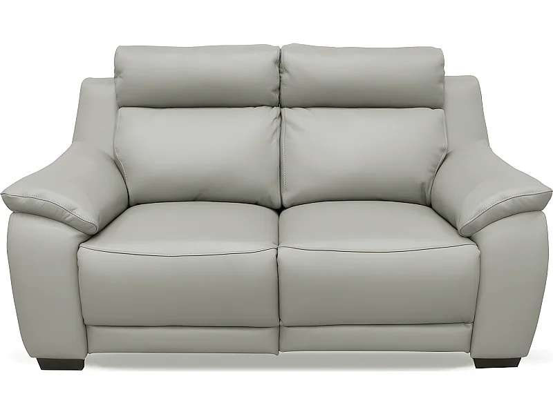 Canapé 2 places avec 2 relax en 100% tout cuir épais luxe italien  - 2 relax électriques,  gris clair. BERN