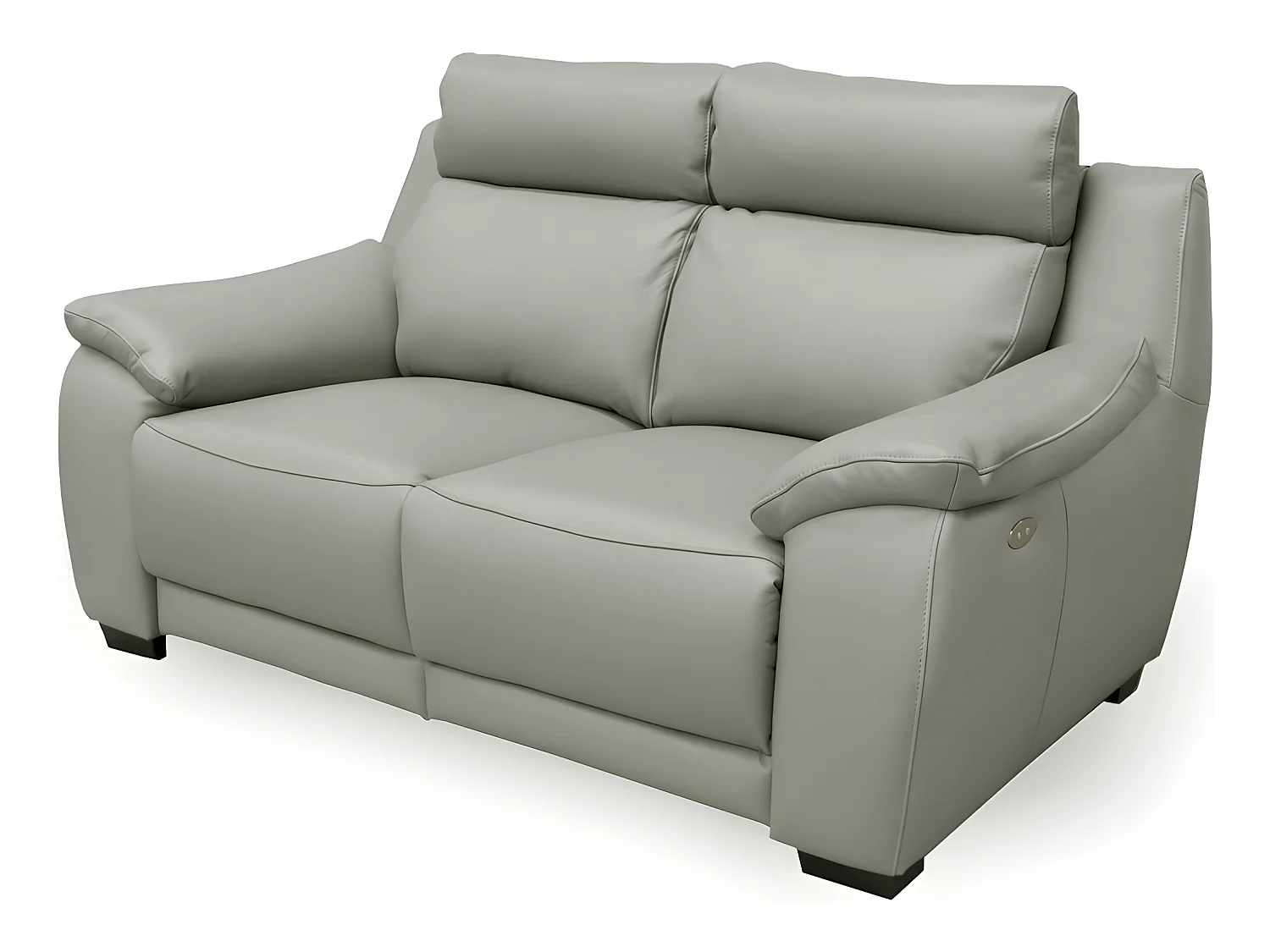 2-zitsbank van dik Italiaans prestige leer met 2 elektrische relaxen - lichtgrijs