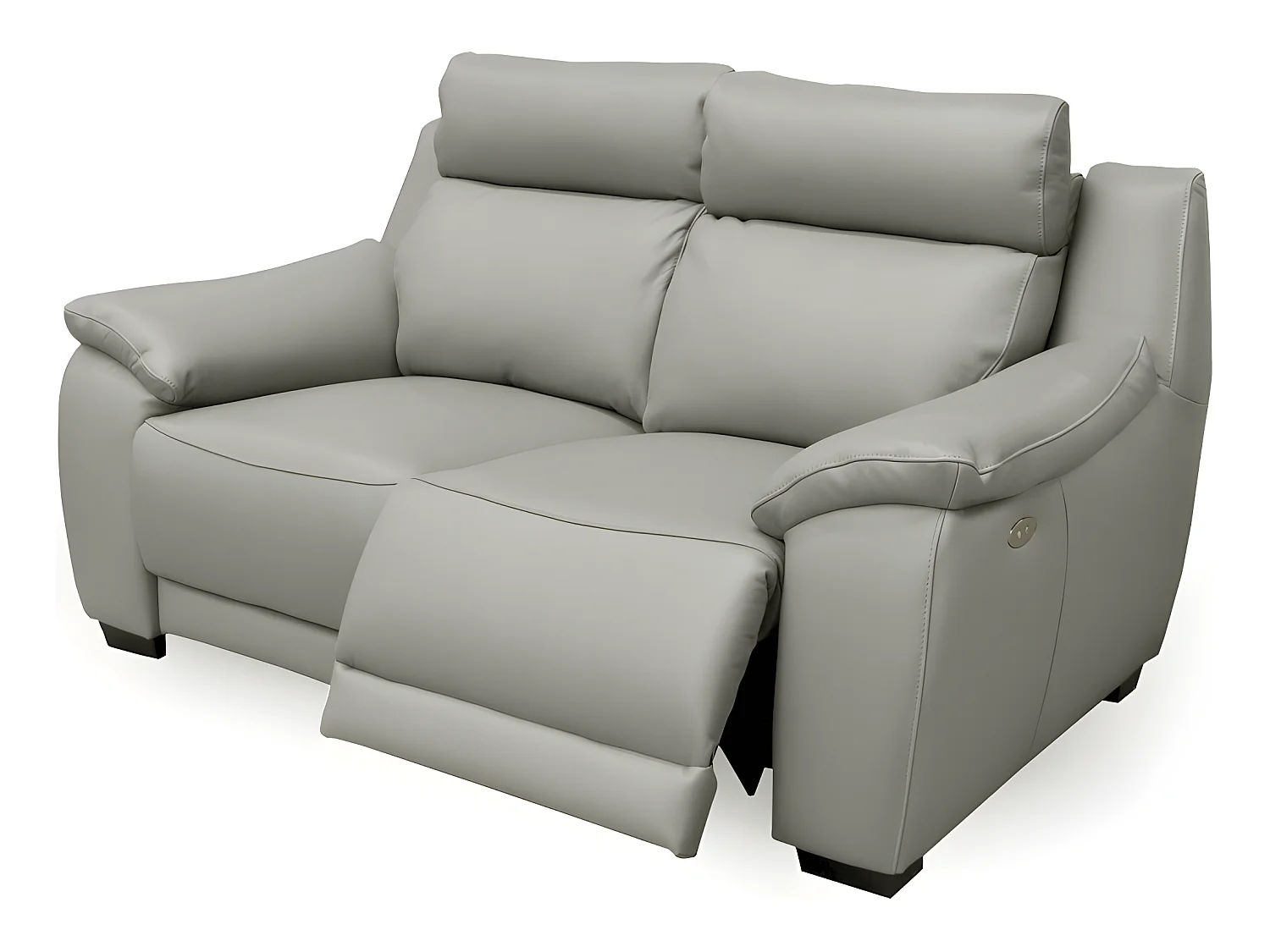 2-zitsbank van dik Italiaans prestige leer met 2 elektrische relaxen - lichtgrijs