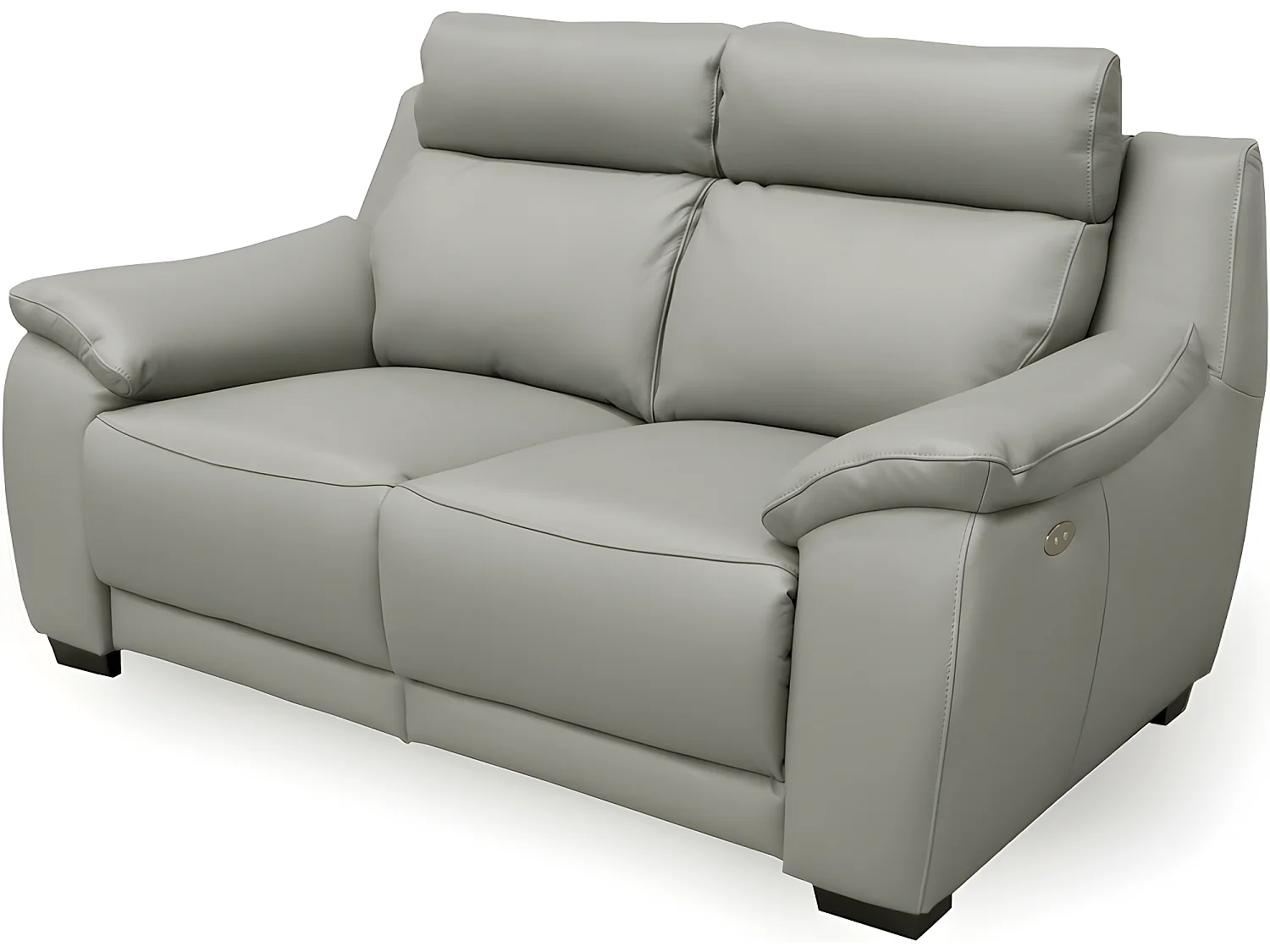 Canapé 2 places avec 2 relax en 100% tout cuir épais luxe italien  - 2 relax électriques,  gris clair. BERN