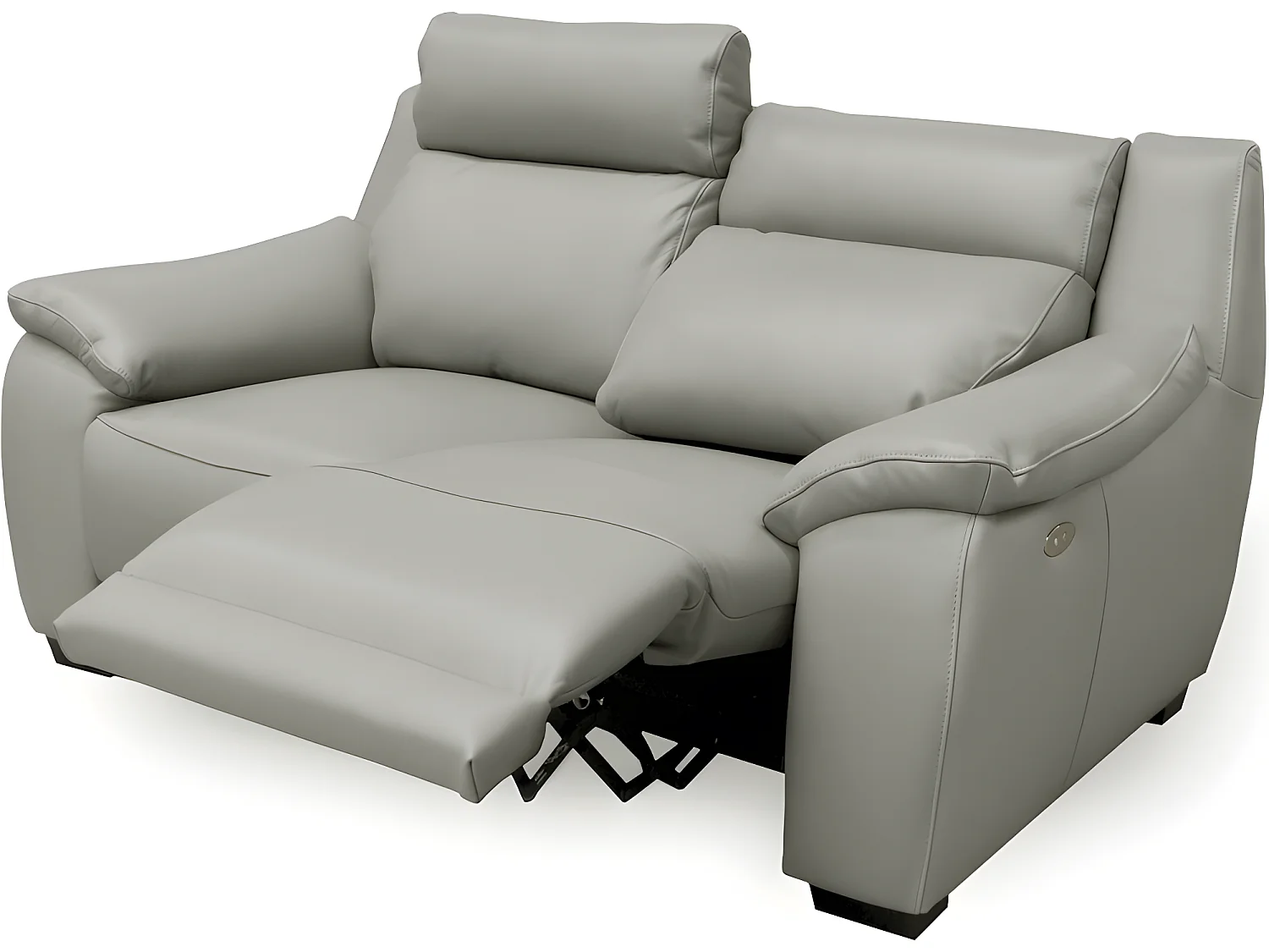 Canapé 2 places avec 2 relax en 100% tout cuir épais luxe italien  - 2 relax électriques,  gris clair. BERN