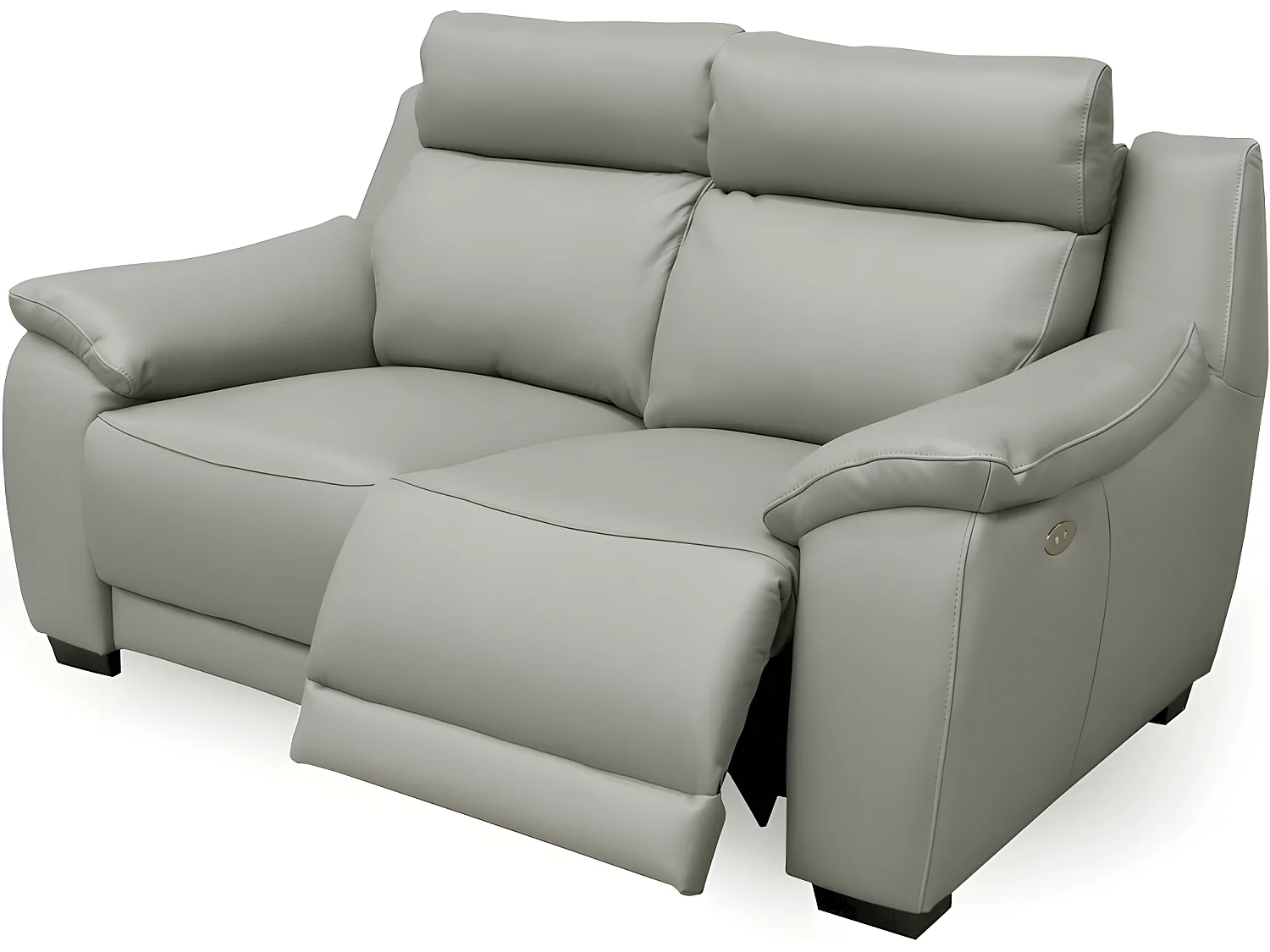 Canapé 2 places avec 2 relax en 100% tout cuir épais luxe italien  - 2 relax électriques,  gris clair. BERN