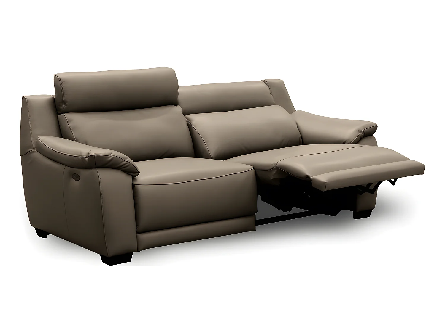 Canapé 3 places avec 2 relax en 100% tout cuir épais luxe italien  - 2 relax électriques,  taupe. BERN