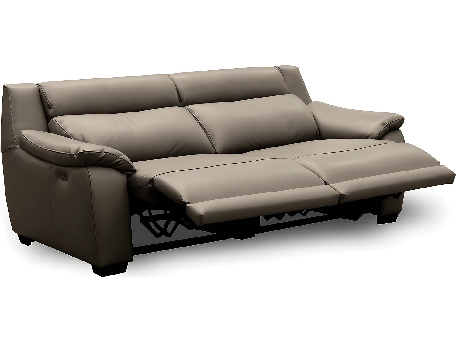 Canapé 3 places avec 2 relax en 100% tout cuir épais luxe italien  - 2 relax électriques,  taupe. BERN