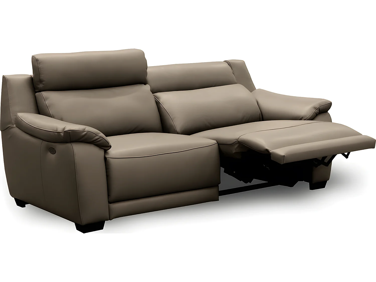 Canapé 3 places avec 2 relax en 100% tout cuir épais luxe italien  - 2 relax électriques,  taupe. BERN