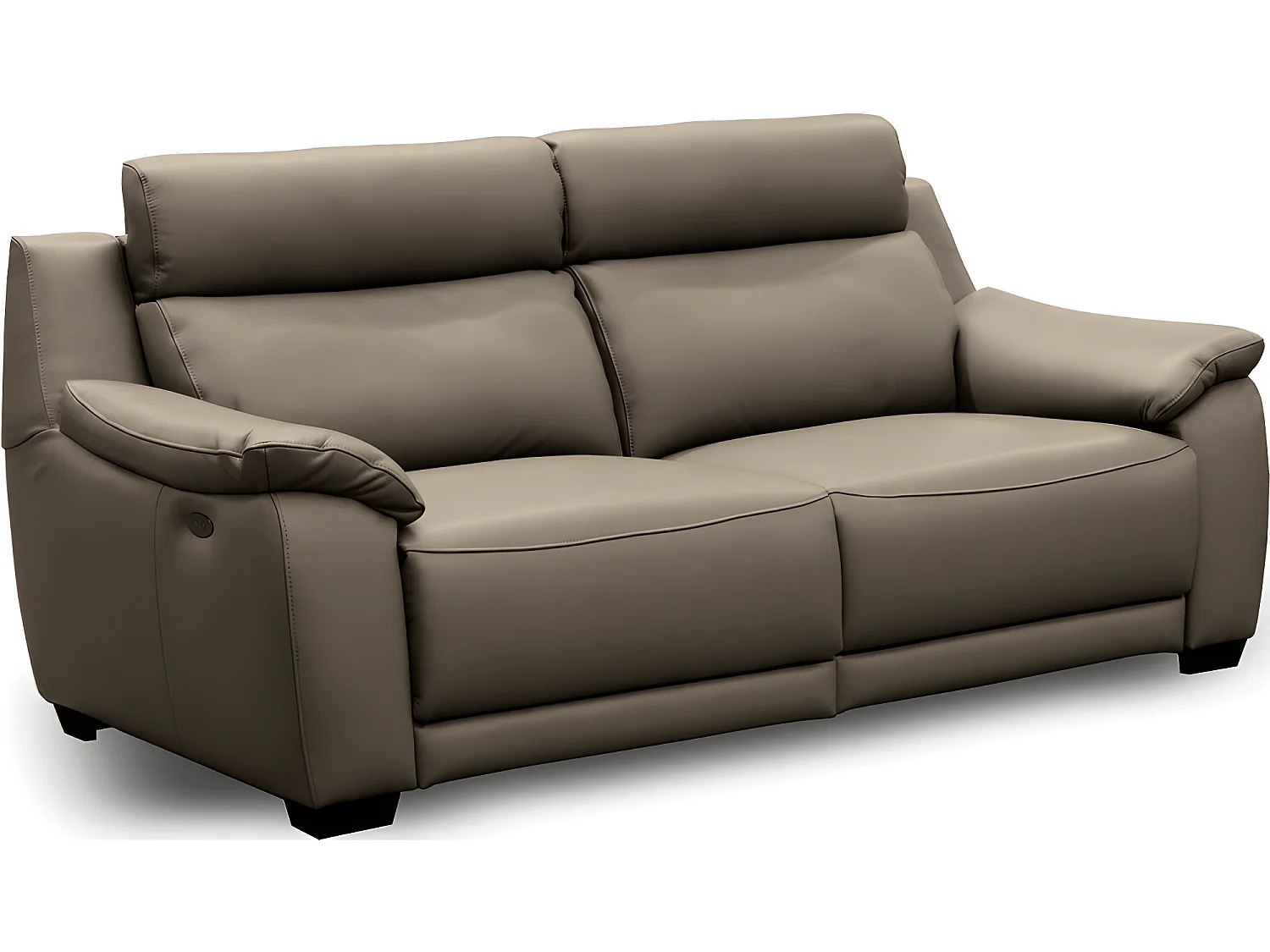 Canapé 3 places avec 2 relax en 100% tout cuir épais luxe italien  - 2 relax électriques,  taupe. BERN