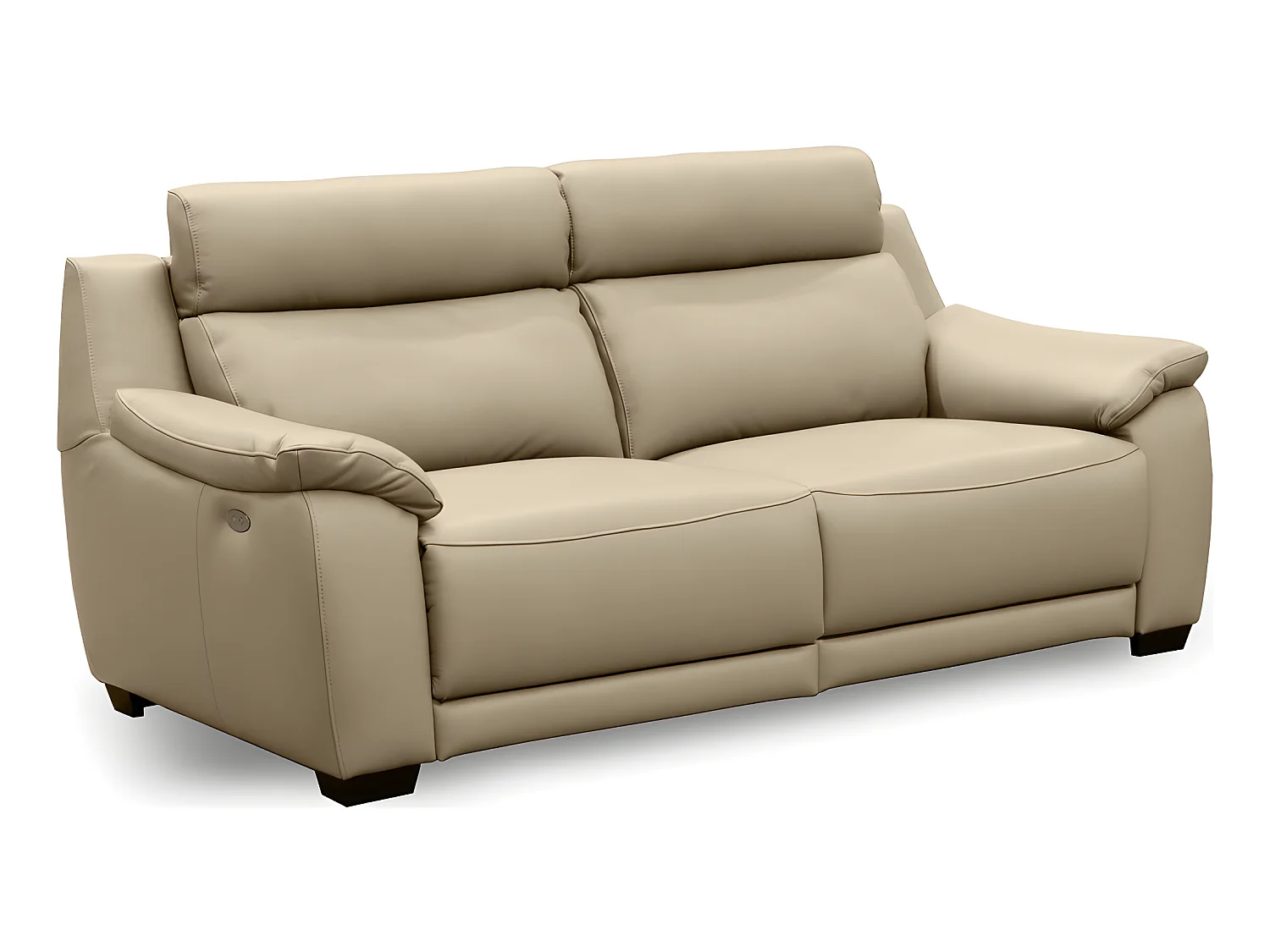 Canapé 3 places avec 2 relax en 100% tout cuir épais luxe italien  - 2 relax électriques,  beige. BERN