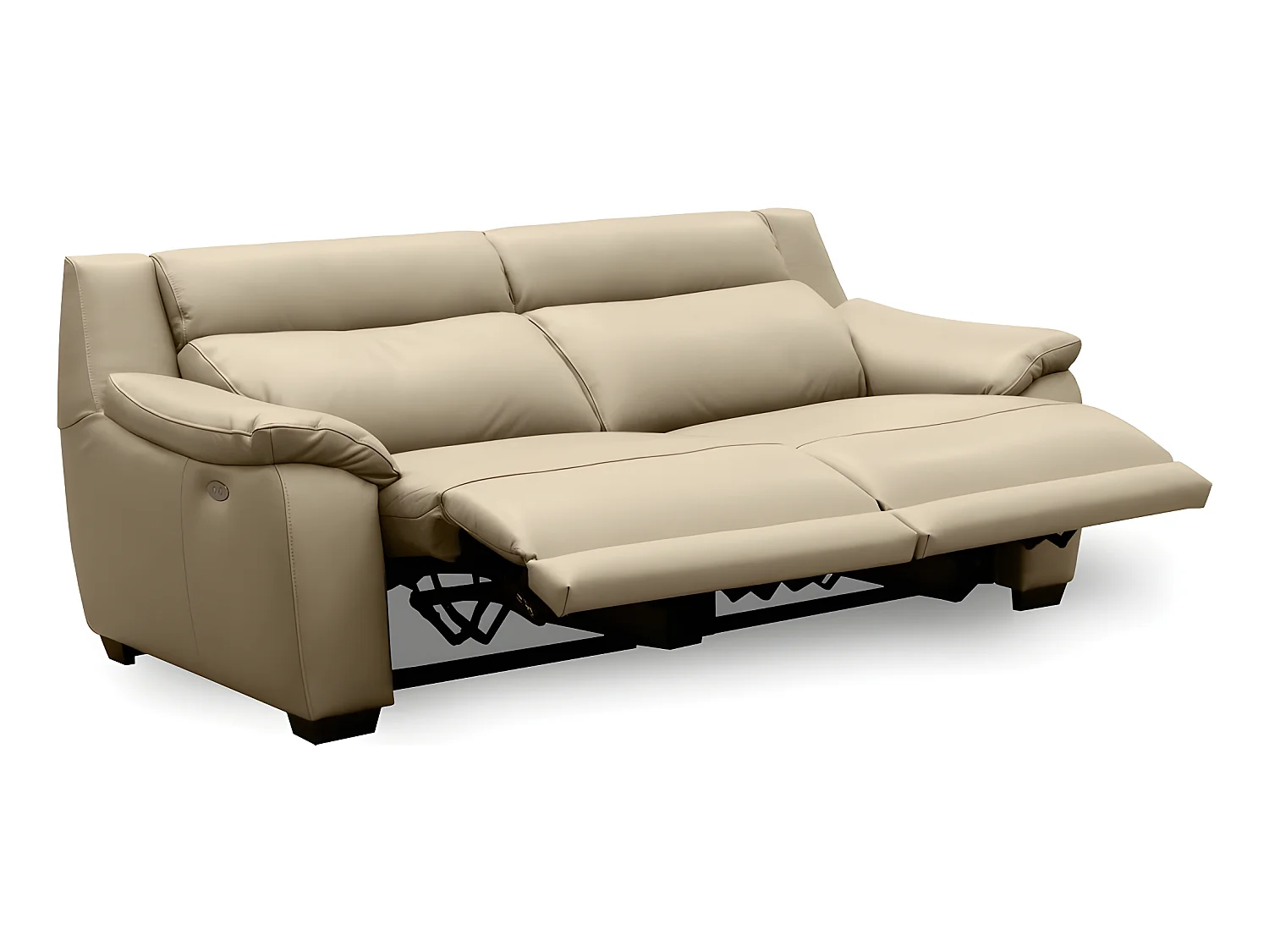 Canapé 3 places avec 2 relax en 100% tout cuir épais luxe italien  - 2 relax électriques,  beige. BERN