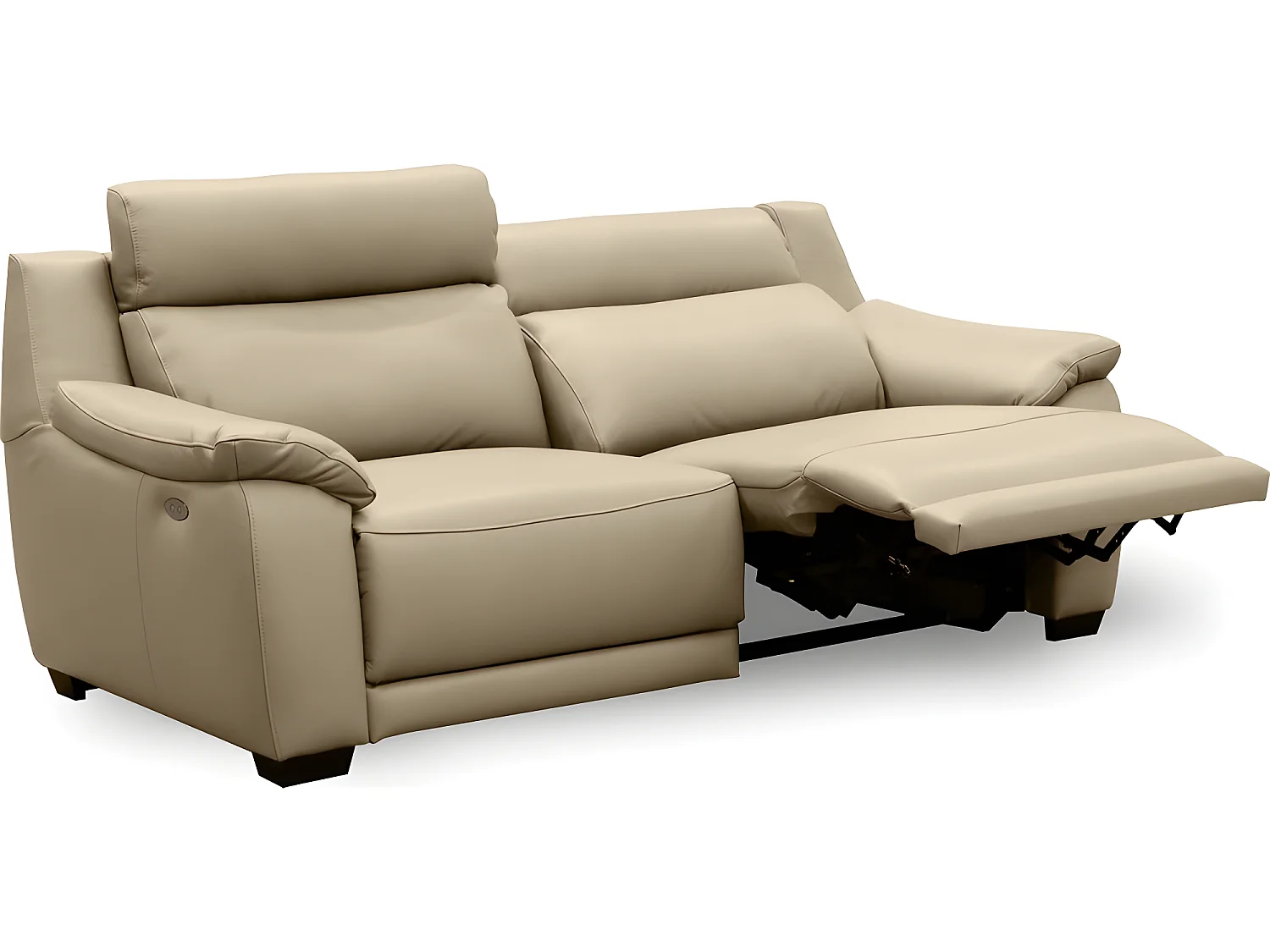 Canapé 3 places avec 2 relax en 100% tout cuir épais luxe italien  - 2 relax électriques,  beige. BERN