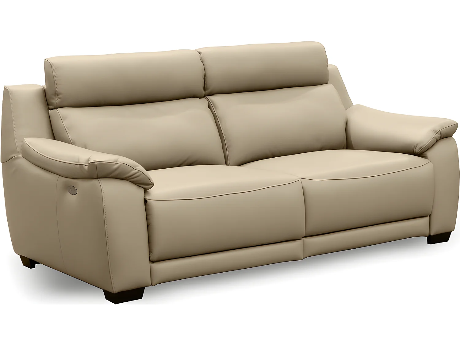 Canapé 3 places avec 2 relax en 100% tout cuir épais luxe italien  - 2 relax électriques,  beige. BERN