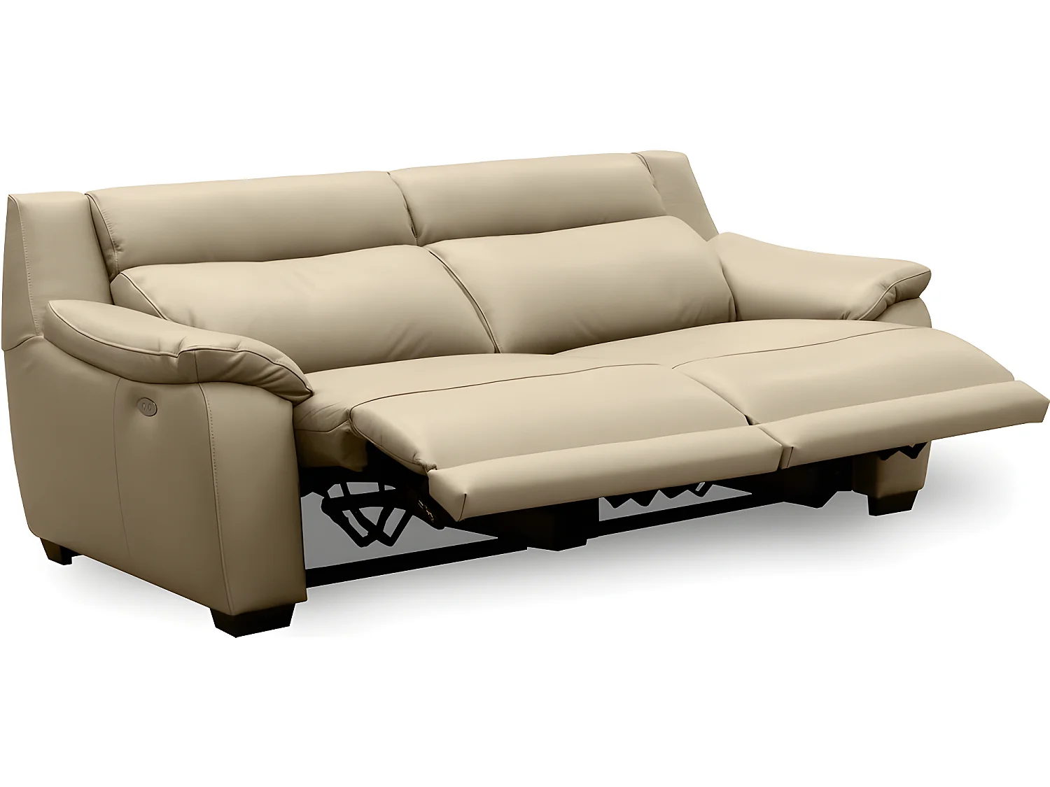 Canapé 3 places avec 2 relax en 100% tout cuir épais luxe italien  - 2 relax électriques,  beige. BERN
