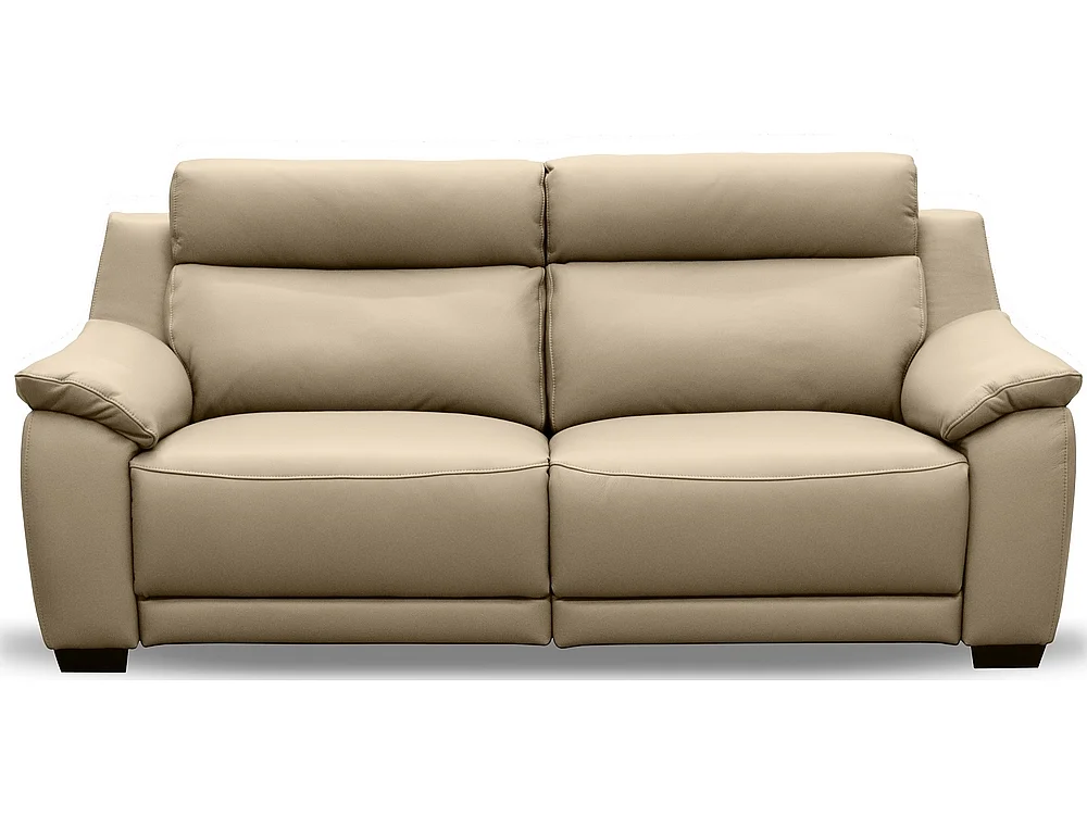Canapé 3 places avec 2 relax en 100% tout cuir épais luxe italien  - 2 relax électriques,  beige. BERN