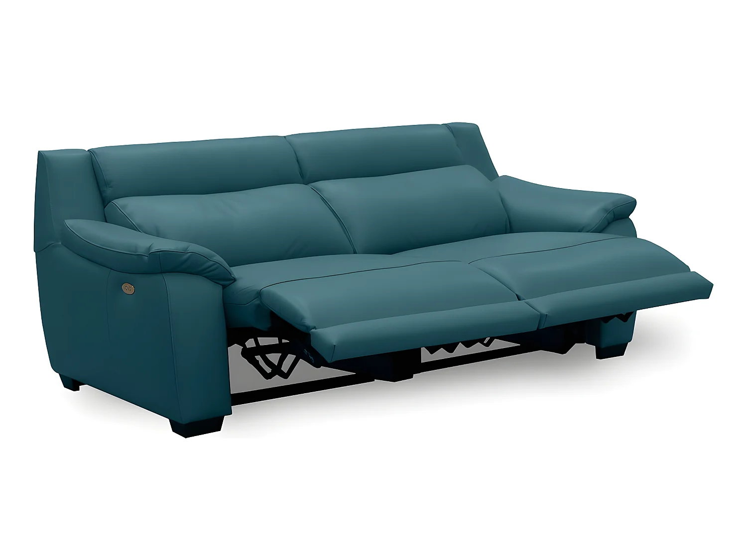 Canapé 3 places avec 2 relax en 100% tout cuir épais luxe italien  - 2 relax électriques,  Turquoise. BERN