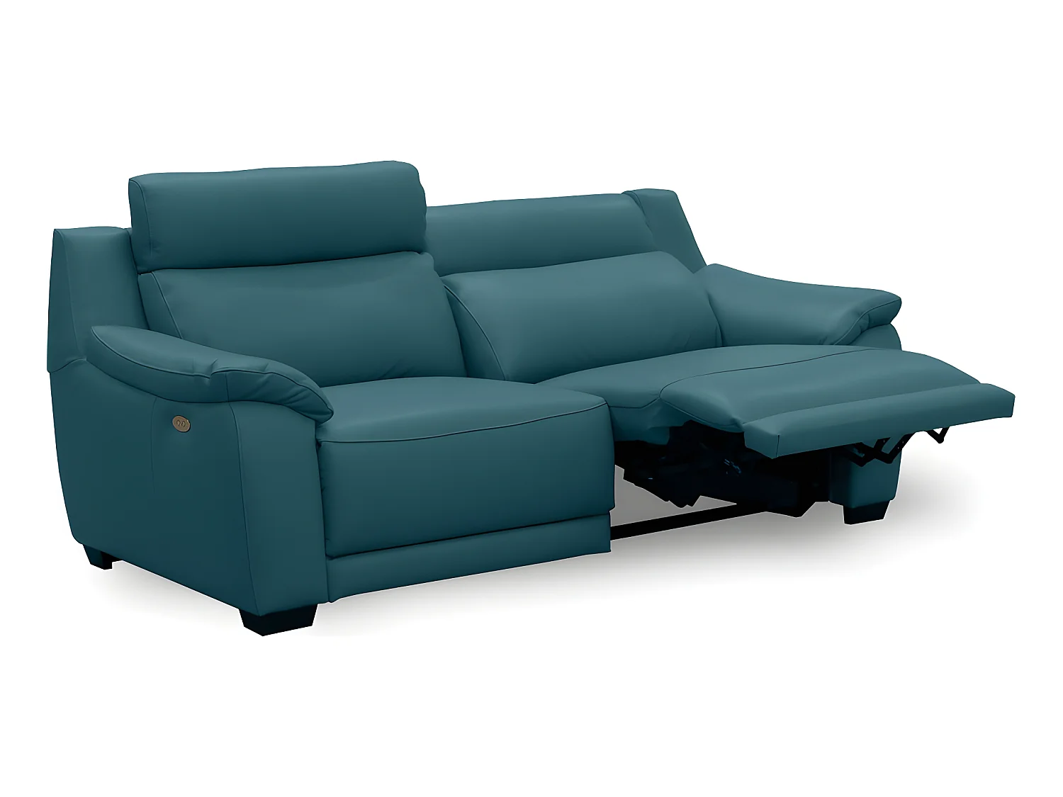 Canapé 3 places avec 2 relax en 100% tout cuir épais luxe italien  - 2 relax électriques,  Turquoise. BERN