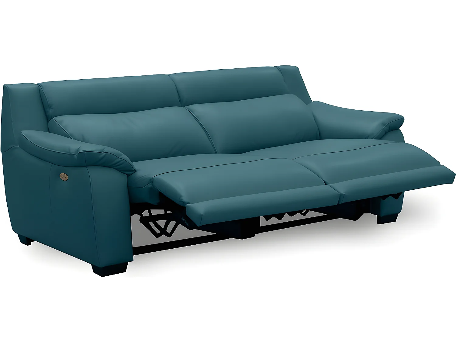 Canapé 3 places avec 2 relax en 100% tout cuir épais luxe italien  - 2 relax électriques,  Turquoise. BERN