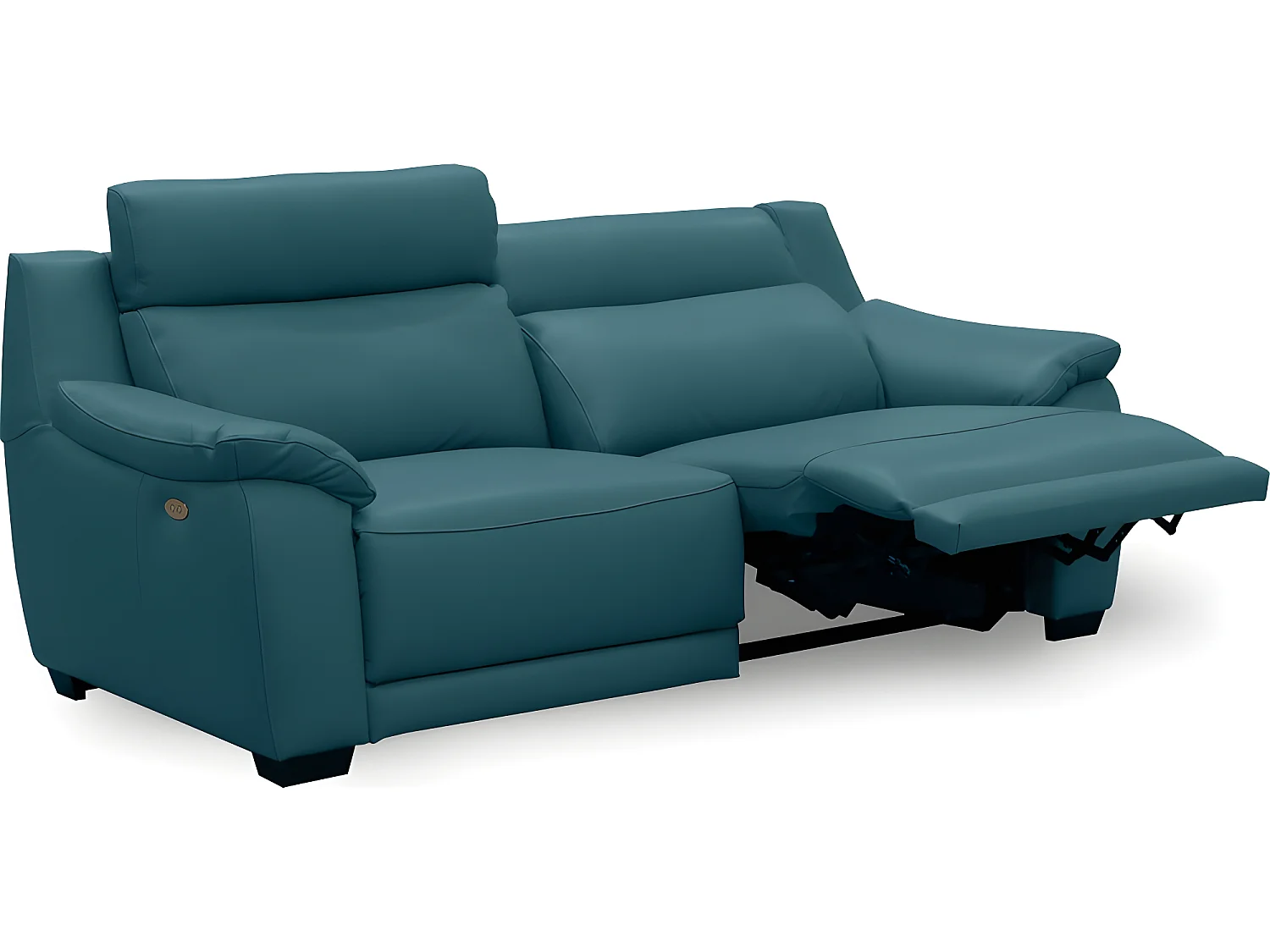 Canapé 3 places avec 2 relax en 100% tout cuir épais luxe italien  - 2 relax électriques,  Turquoise. BERN