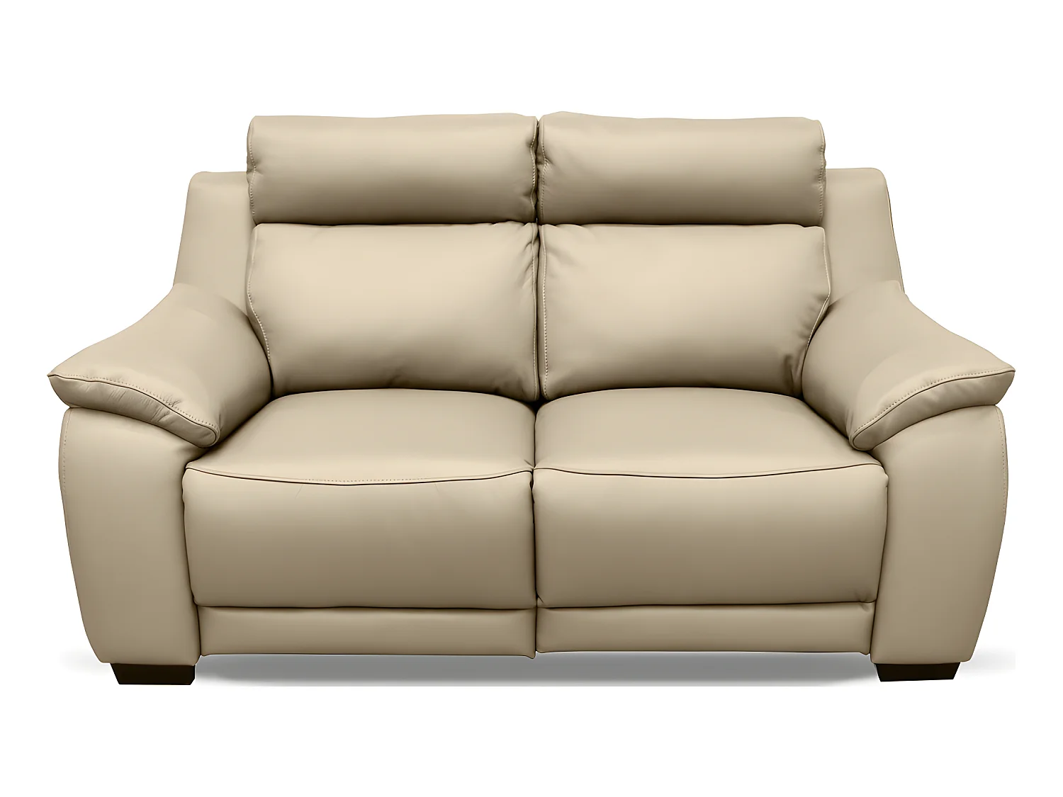 Canapé 2 places avec 2 relax en 100% tout cuir épais luxe italien  - 2 relax électriques,  beige. BERN
