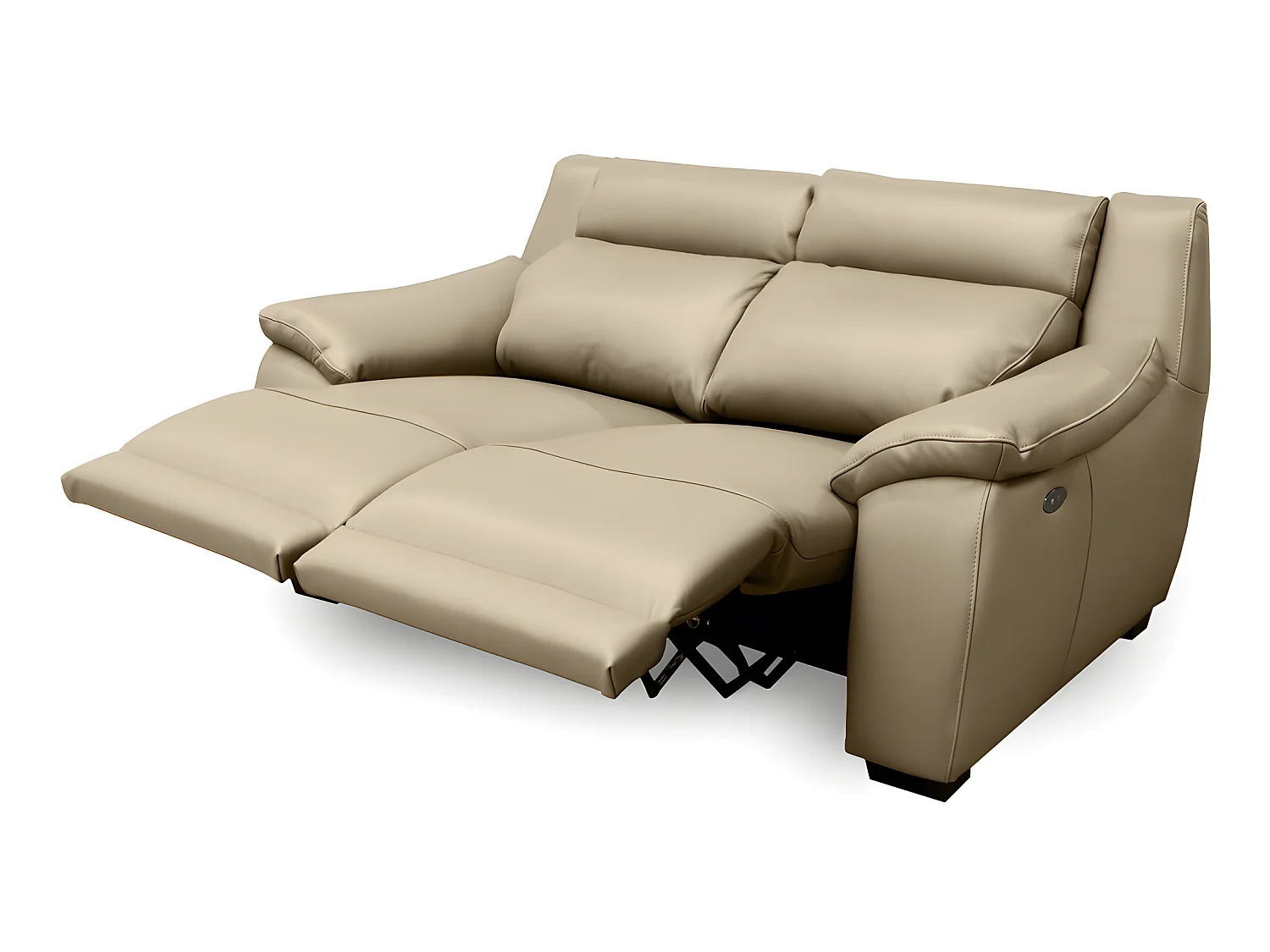 Canapé 2 places avec 2 relax en 100% tout cuir épais luxe italien  - 2 relax électriques,  beige. BERN