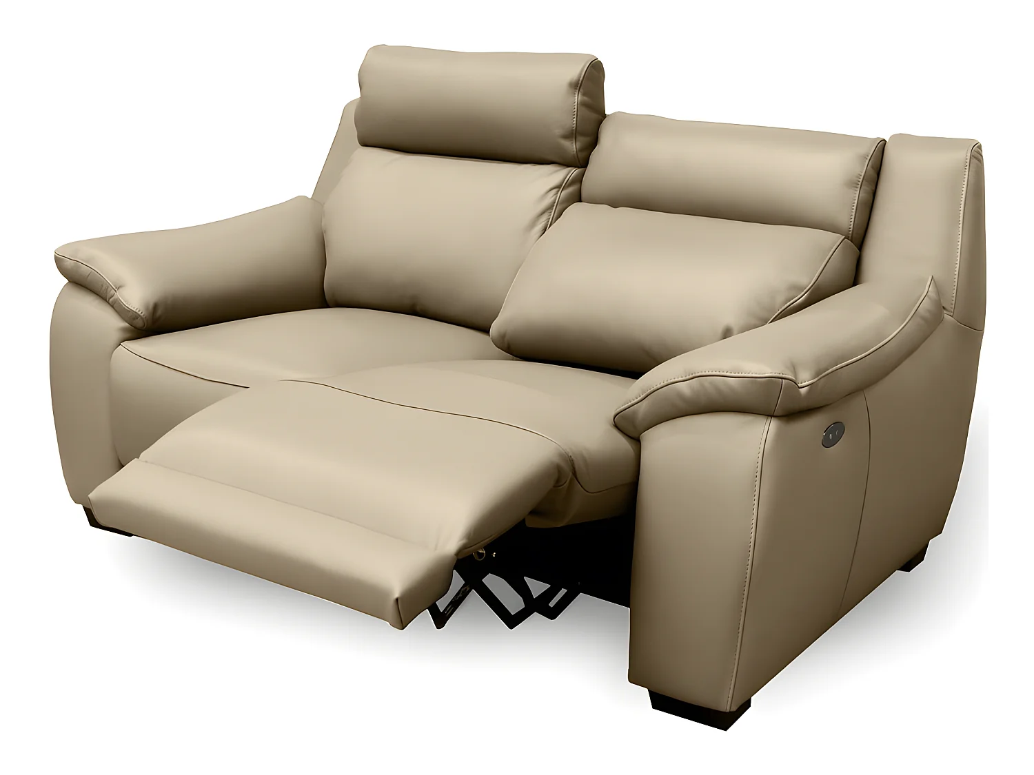 Canapé 2 places avec 2 relax en 100% tout cuir épais luxe italien  - 2 relax électriques,  beige. BERN