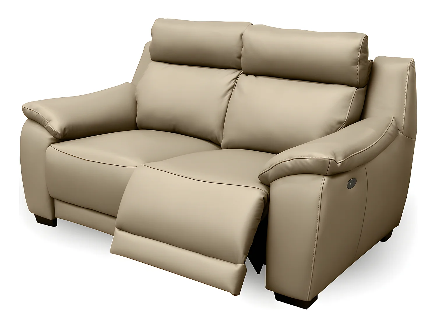 Canapé 2 places avec 2 relax en 100% tout cuir épais luxe italien  - 2 relax électriques,  beige. BERN