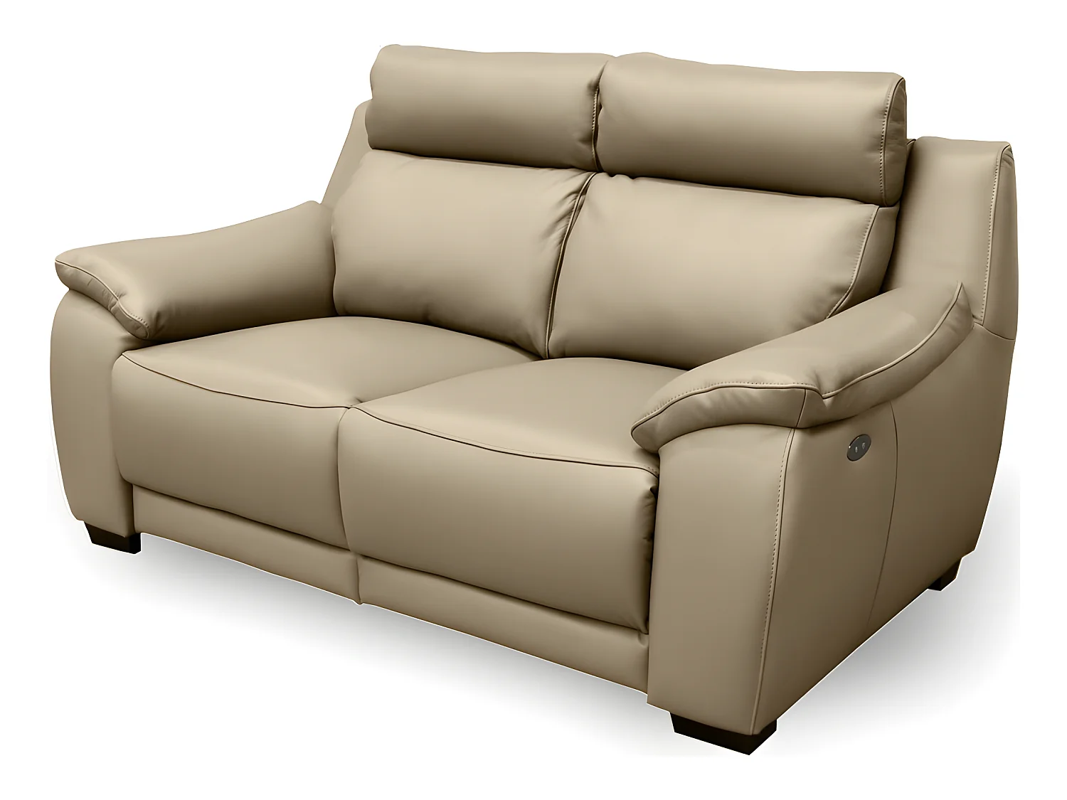 Canapé 2 places avec 2 relax en 100% tout cuir épais luxe italien  - 2 relax électriques,  beige. BERN