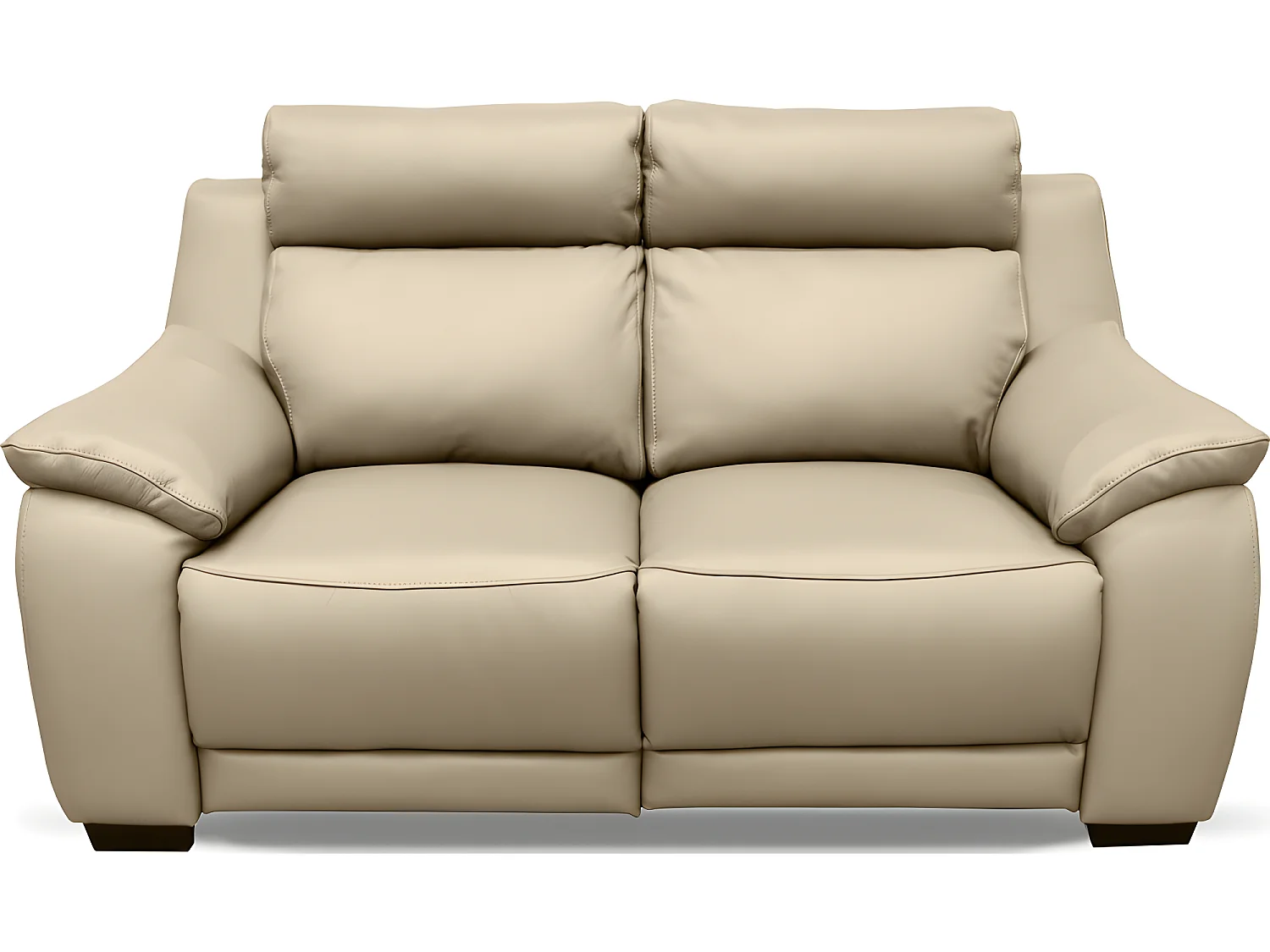 Canapé 2 places avec 2 relax en 100% tout cuir épais luxe italien  - 2 relax électriques,  beige. BERN