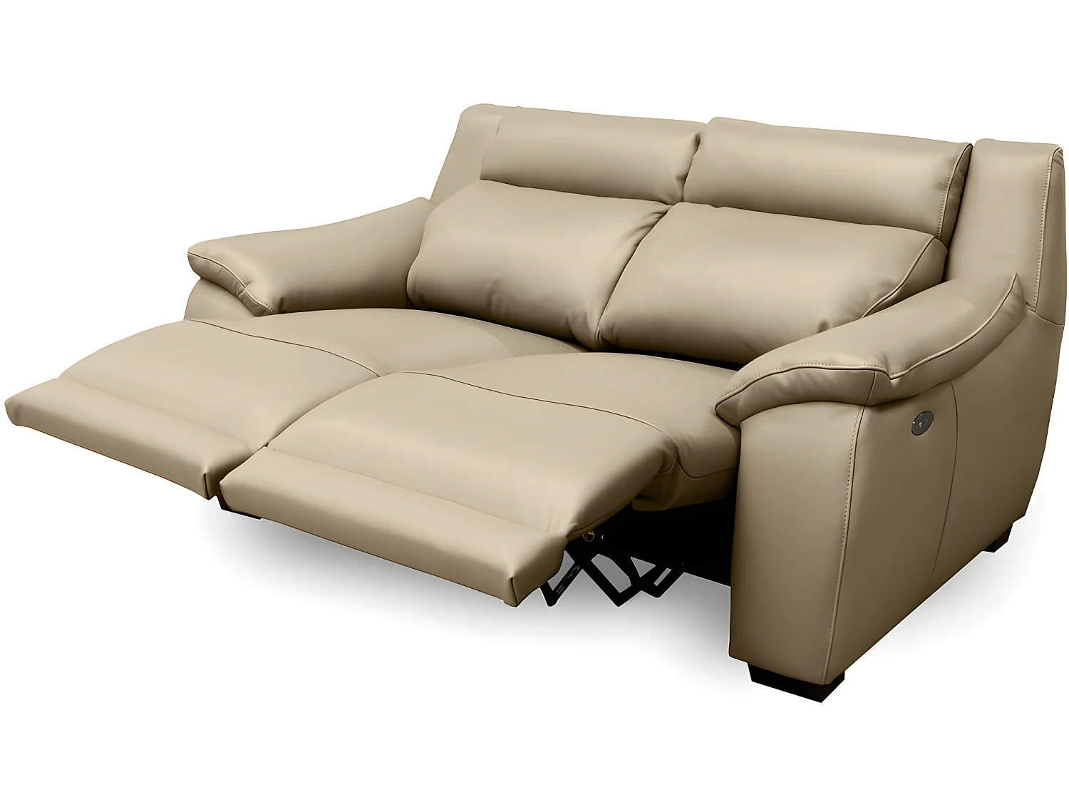 Canapé 2 places avec 2 relax en 100% tout cuir épais luxe italien  - 2 relax électriques,  beige. BERN