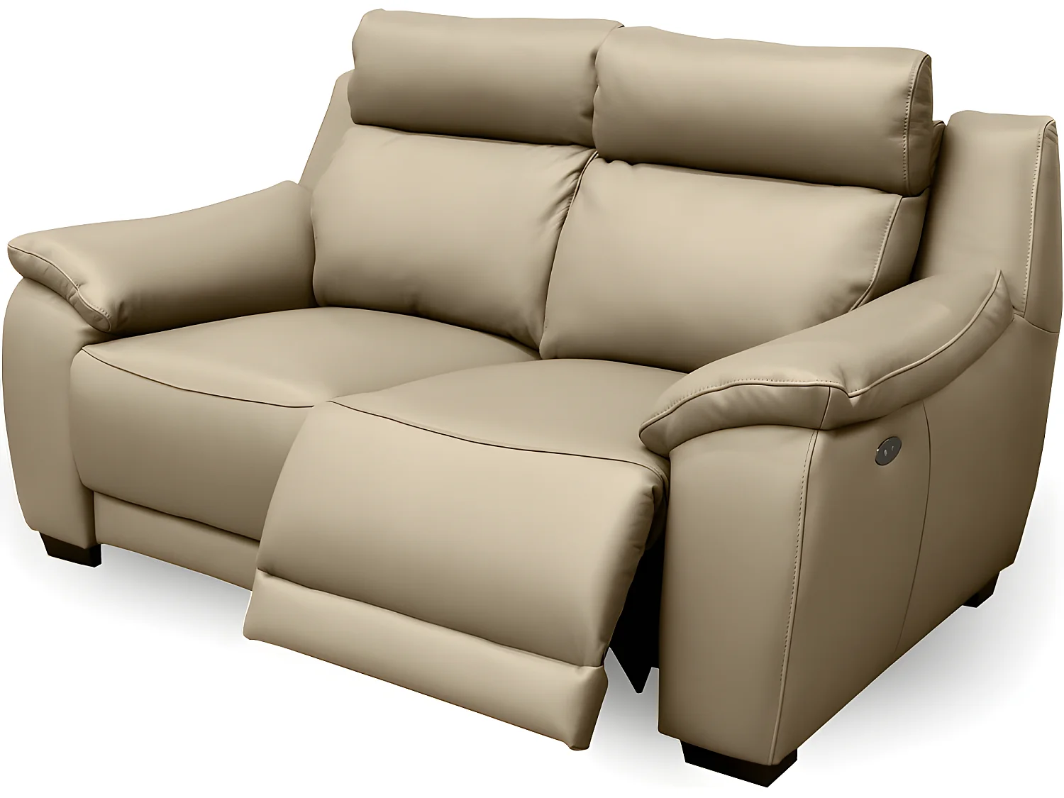 Canapé 2 places avec 2 relax en 100% tout cuir épais luxe italien  - 2 relax électriques,  beige. BERN