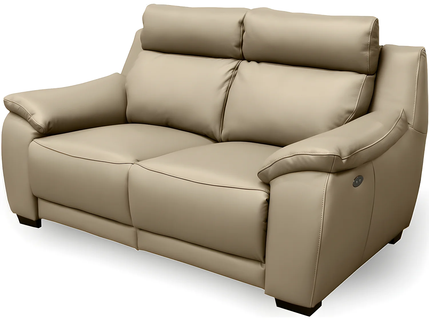 Canapé 2 places avec 2 relax en 100% tout cuir épais luxe italien  - 2 relax électriques,  beige. BERN