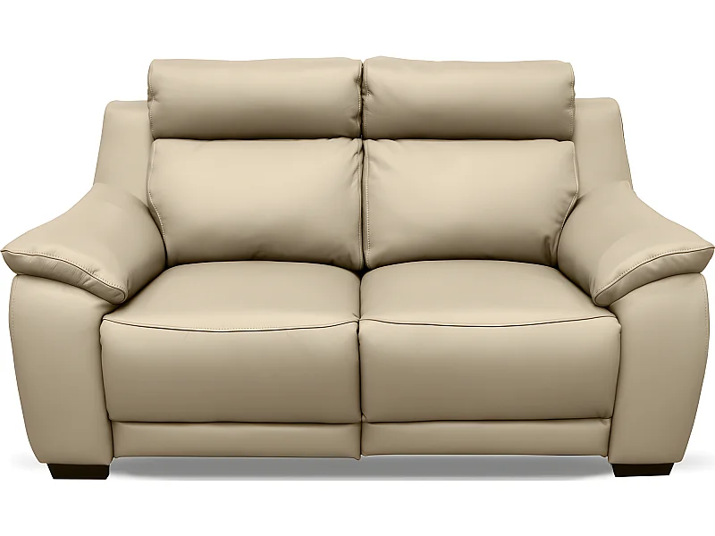 Canapé 2 places avec 2 relax en 100% tout cuir épais luxe italien  - 2 relax électriques,  beige. BERN