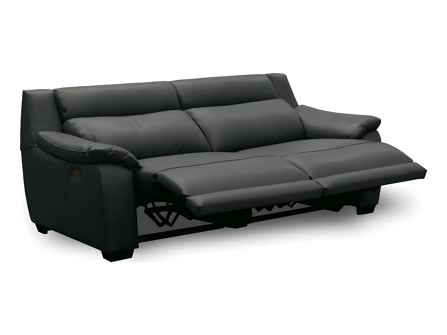 Canapé 3 places avec 2 relax en 100% tout cuir épais luxe italien  - 2 relax électriques, anthracite. BERN