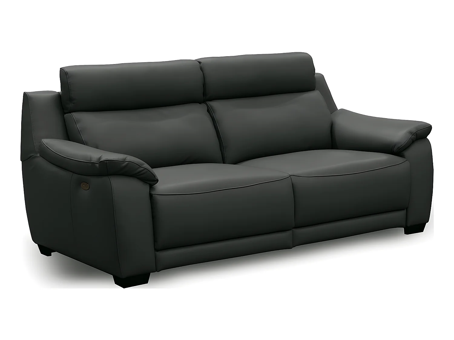Canapé 3 places avec 2 relax en 100% tout cuir épais luxe italien  - 2 relax électriques, anthracite. BERN