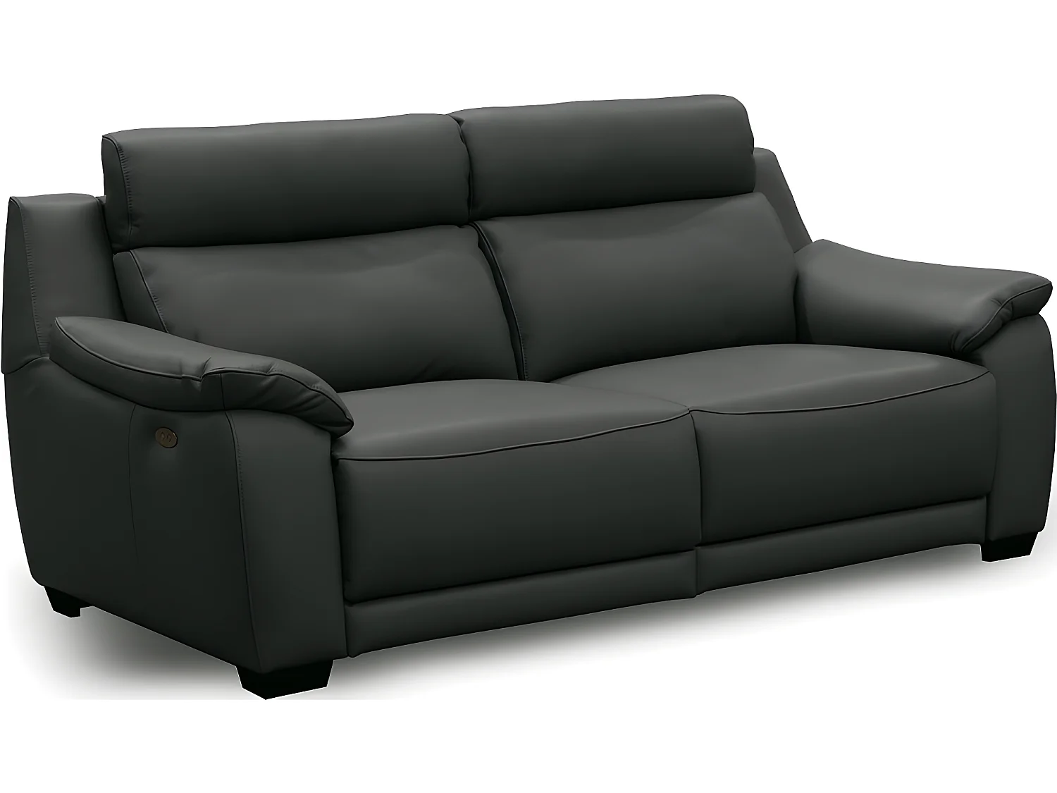 Canapé 3 places avec 2 relax en 100% tout cuir épais luxe italien  - 2 relax électriques, anthracite. BERN