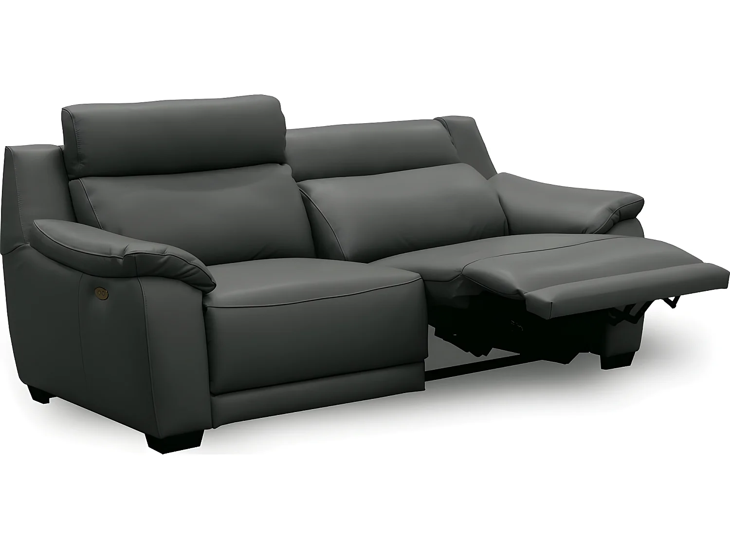 Canapé 3 places avec 2 relax en 100% tout cuir épais luxe italien  - 2 relax électriques, anthracite. BERN
