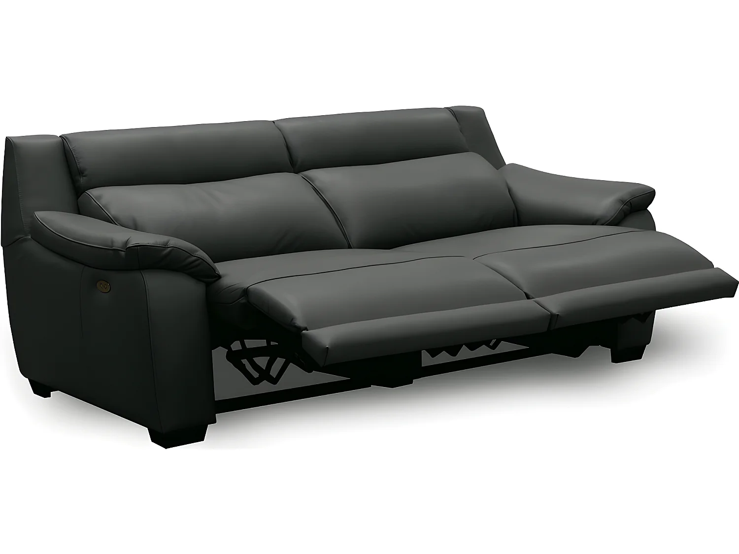 Canapé 3 places avec 2 relax en 100% tout cuir épais luxe italien  - 2 relax électriques, anthracite. BERN