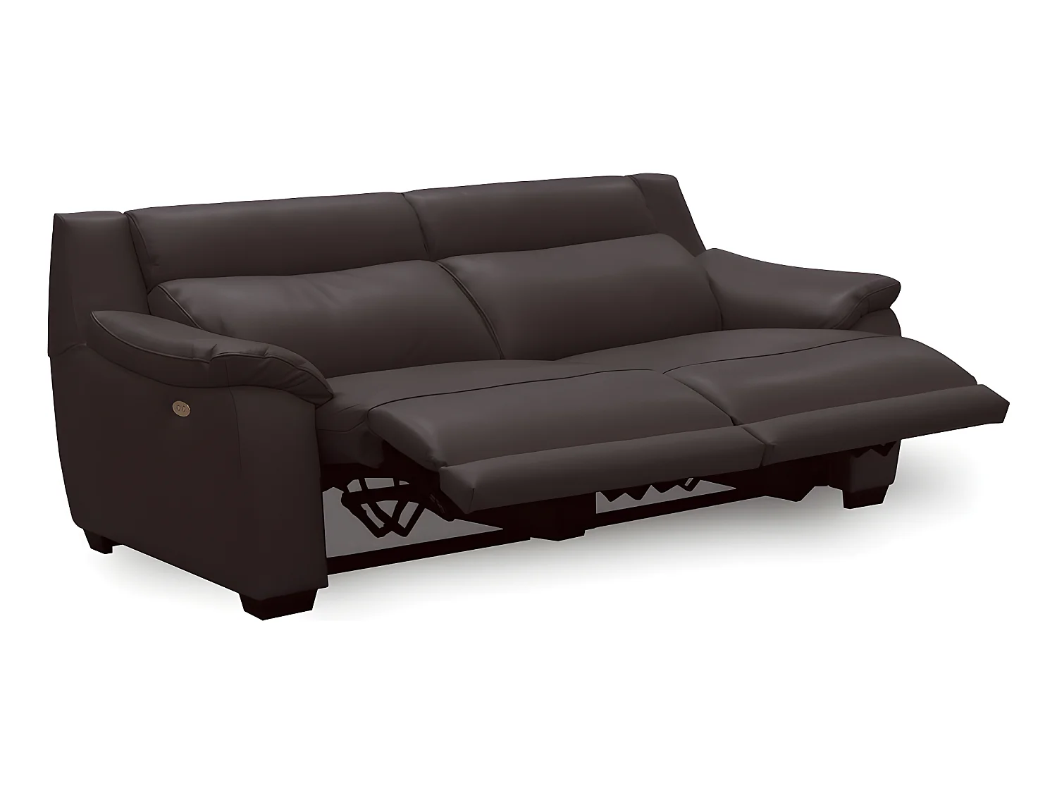 Canapé 3 places avec 2 relax en 100% tout cuir épais luxe italien  - 2 relax électriques, chocolat CLAIR. BERN