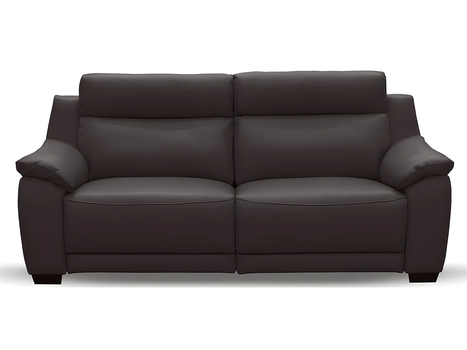 Driezitsbank van dik Italiaans leer met 2 elektrische relaxen - Lichtbruin chocolade