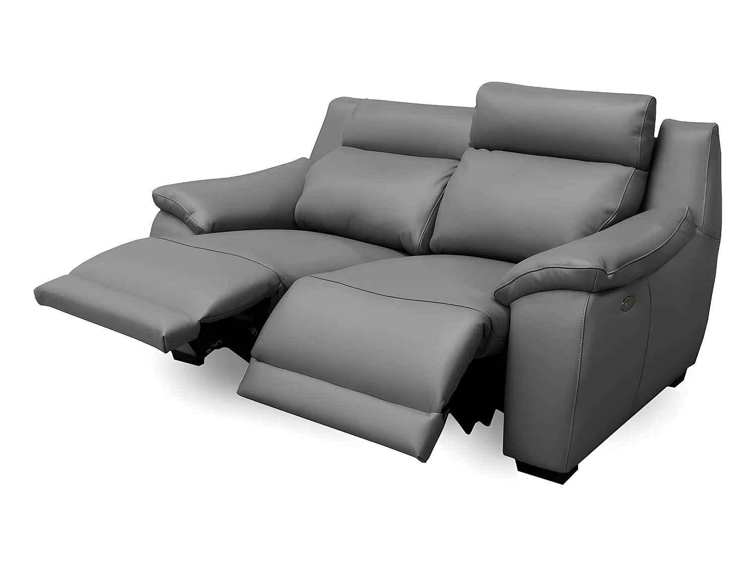 Elektrische relaxbank van 2 zitplaatsen in donkergrijze Italiaanse prestigieuze lederen uitvoering